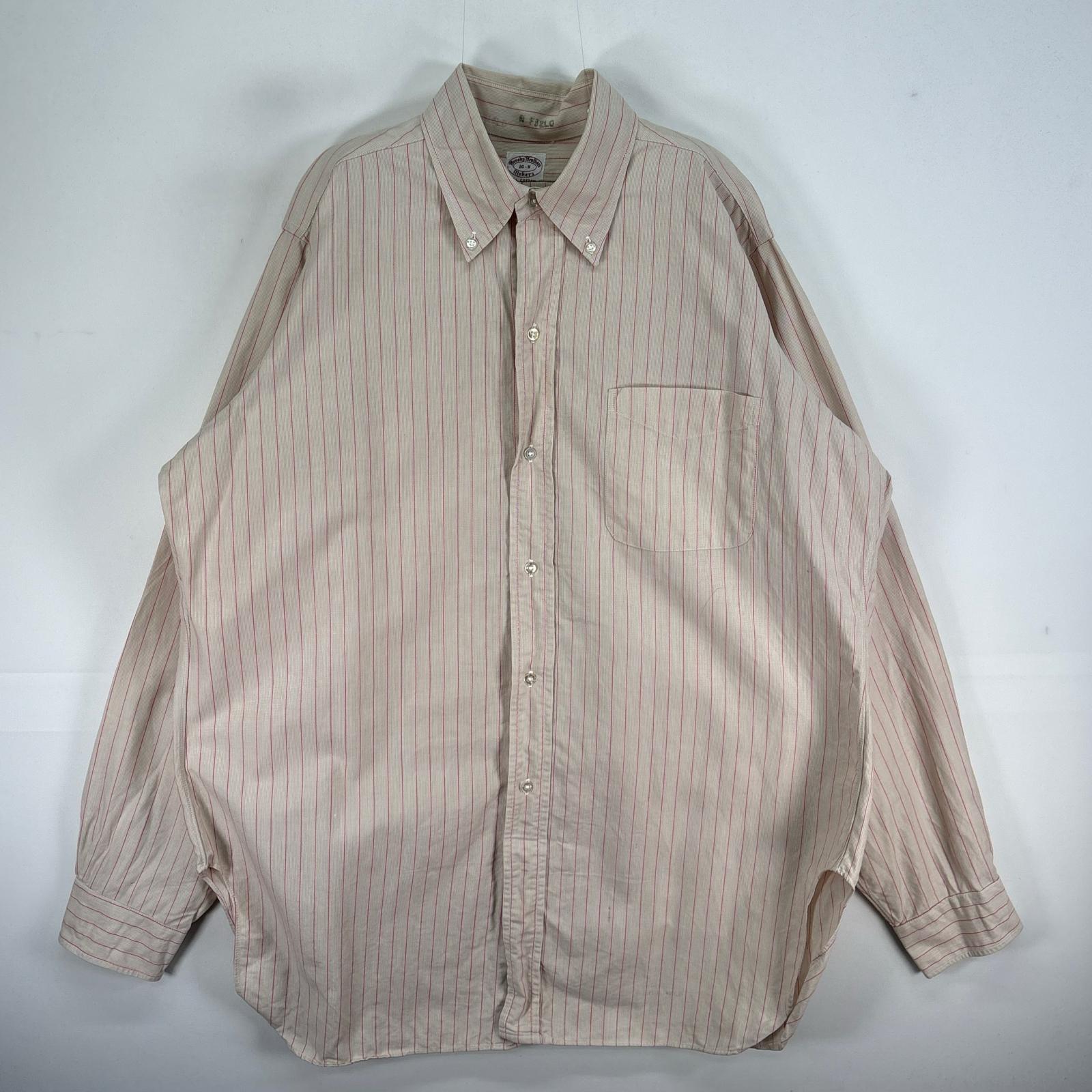 古着 60's/60年代 ヴィンテージ ブルックスブラザーズ Brooks Brothers 長袖シャツ 6ボタン Makers ボタンダウン L ピンク系 ストライプ メンズ 【中古】