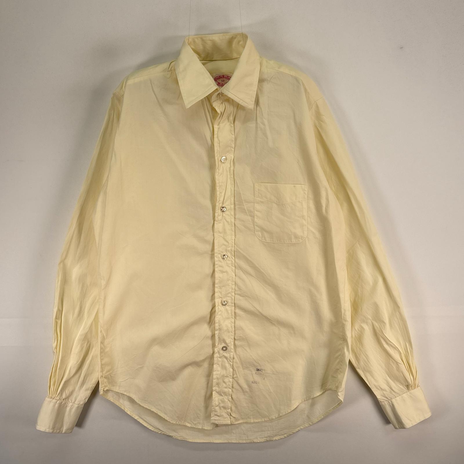 古着 60's～70's/60年代～70年代 ヴィンテージ ブルックスブラザーズ Brooks Brothers 長袖シャツ 6ボタン Makers XS イエロー系 無地 メンズ 【中古】｜古着屋NIKKU