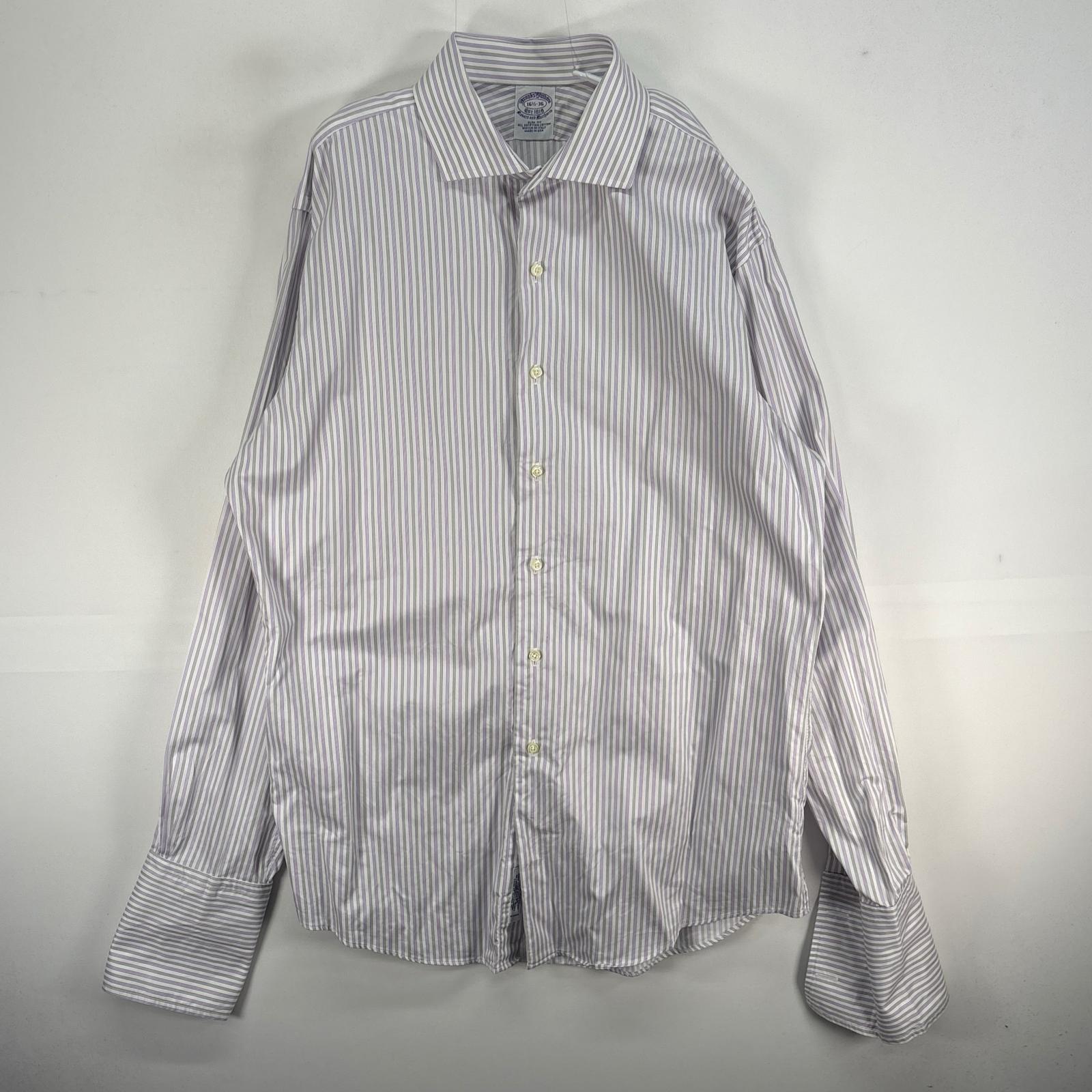 古着 ブルックスブラザーズ Brooks Brothers 長袖シャツ USA製 Makers ドレスシャツ L パープル系 ストライプ メンズ 【中古】