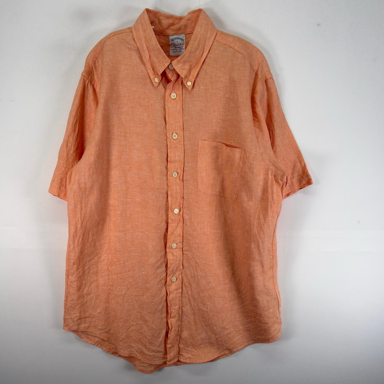 古着 ブルックスブラザーズ Brooks Brothers 半袖シャツ 胸ポケ REGENT L オレンジ系 無地 メンズ 【中古】