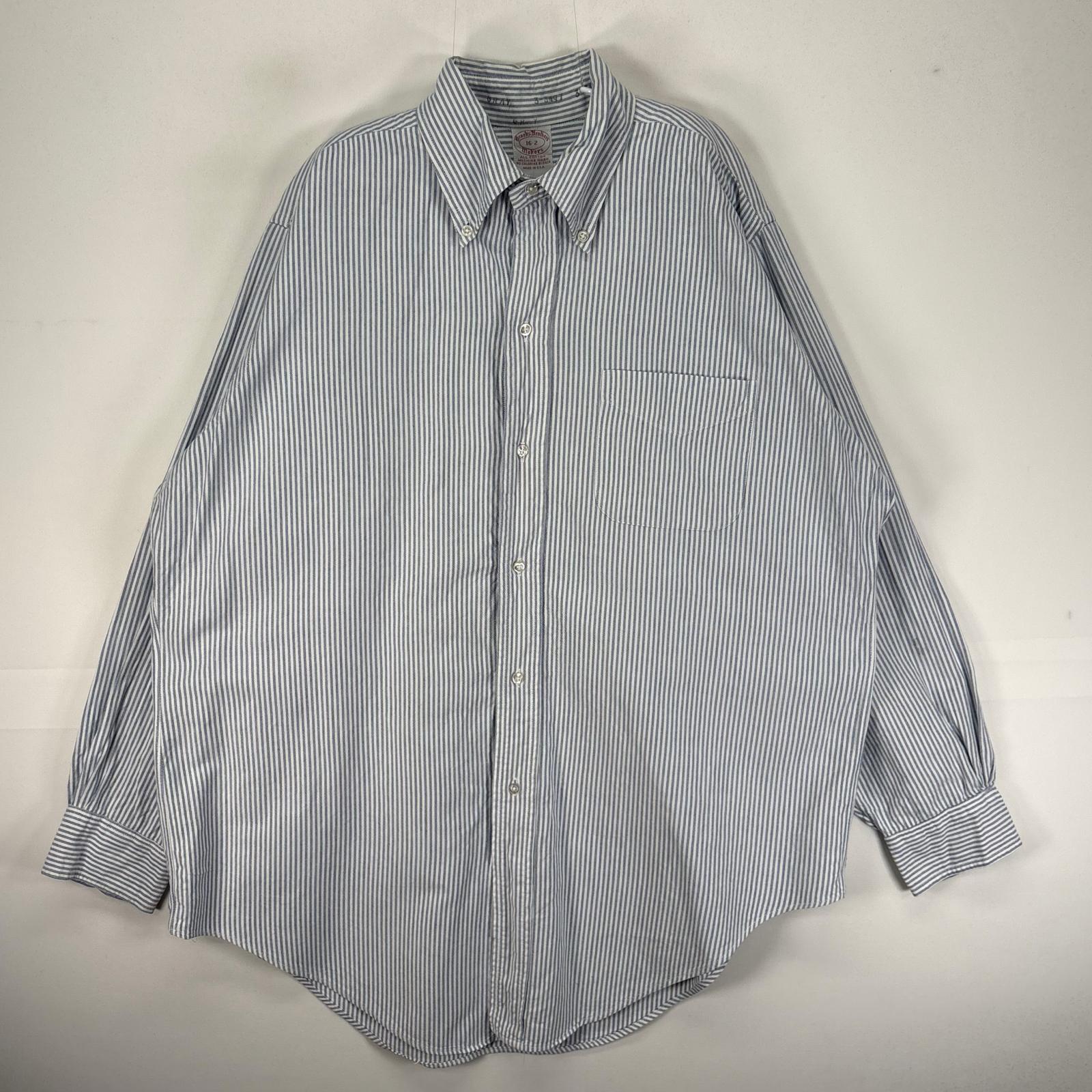 古着 70's/70年代 ヴィンテージ ブルックスブラザーズ Brooks Brothers 長袖シャツ ボタンダウン 胸ポケット 6ボタン L ブルー系 ストライプ メンズ 【中古】｜古着屋NIKKU