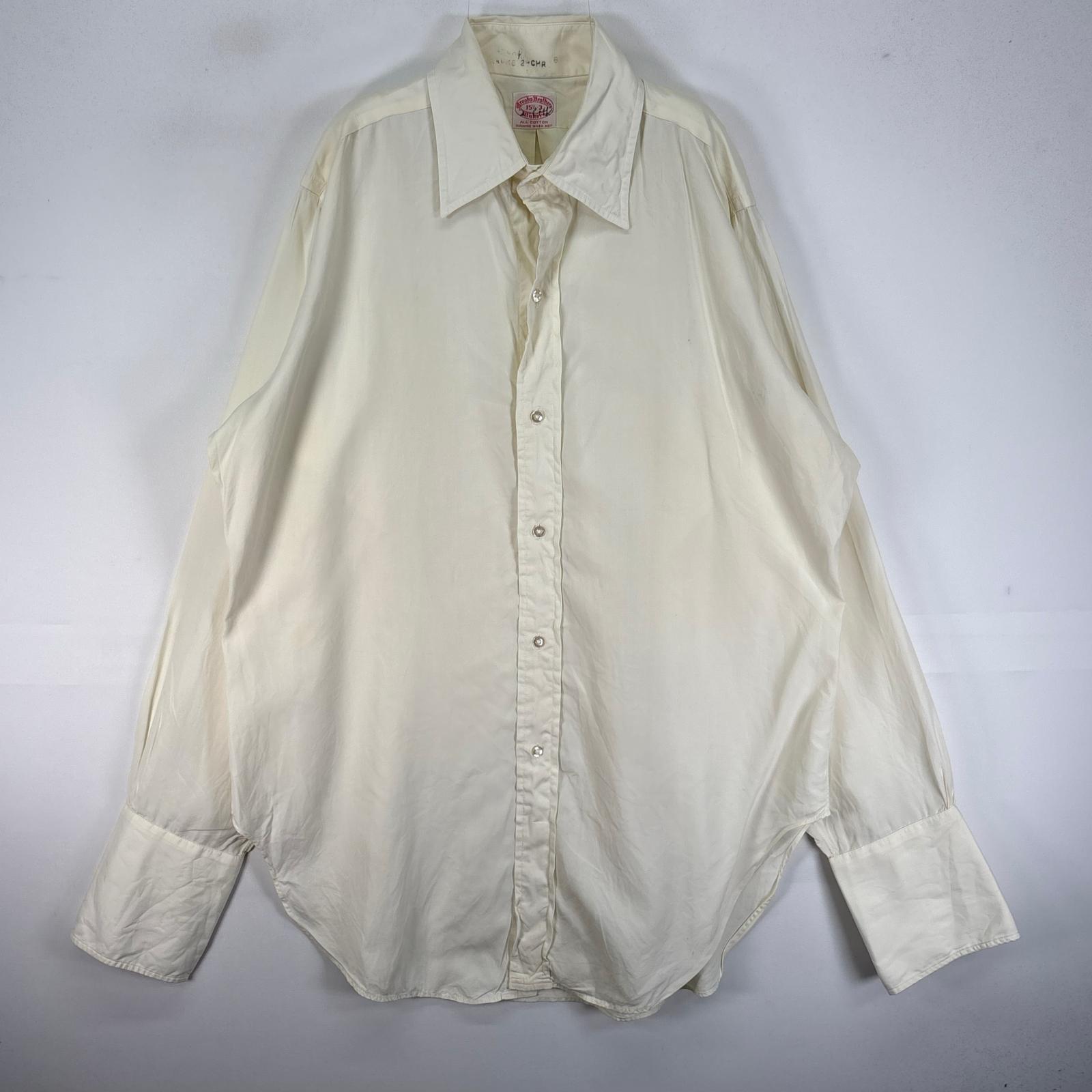 古着 60's/60年代 ヴィンテージ ブルックスブラザーズ Brooks Brothers 長袖シャツ Makers M イエロー系 無地 メンズ 【中古】｜古着屋NIKKU