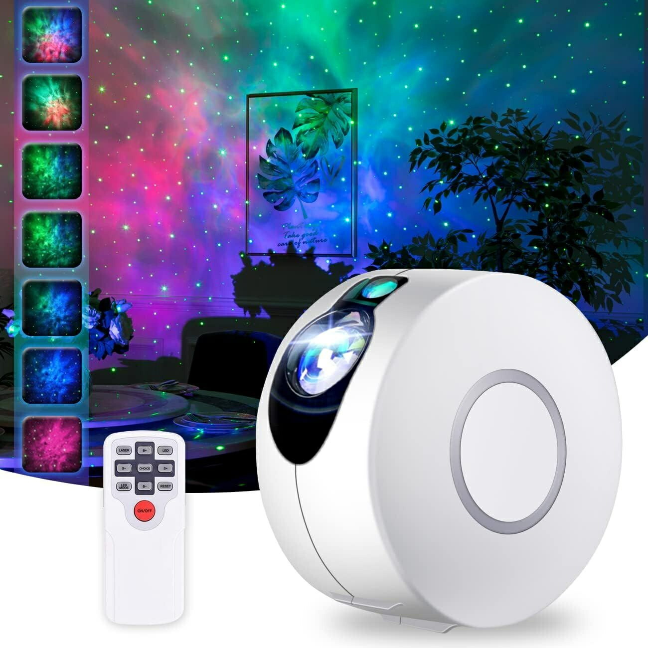 LEDスタープロジェクターライト ベッドサイドランプ 星空投影ランプ プラネタリウム 8種類点灯モード リモコン機能 3階段輝度 速度調整可能 四つの異なる角度ロマンチック雰囲気作り クリスマス/ハロウィン/パーテイー飾り お子さん･彼女にプレゼント
