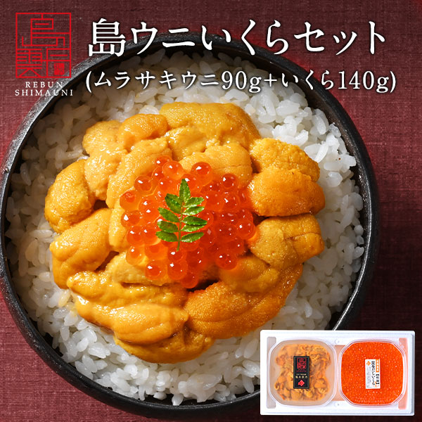 うに いくら 北海道 礼文・利尻島産 生キタムラサキウニ 90g＋昆布だしいくら 140g セット【ギフト箱入り】 【送料無料】雲丹 無添加 塩水パック ギフト 食品 食べ物 塩水うに 生うに お取り寄せグルメ ムラサキウニ 鮭 高級 海鮮 お中元 夏ギフト｜島の人