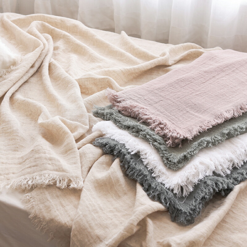 リネン＆コットンブランケット lineveil 140×240cm リネン 麻 綿 オーガニック インド製 北欧 ウォッシャブル ブランケット 無地 ナチュラル エクリュ グレー モスグリーン ピンクベージュ ギフト あす着対応