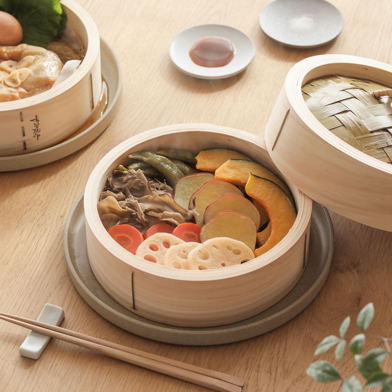 楽天市場】ひのき 中華せいろ 21cm／2段 蓋付き 蒸籠 檜 竹 網代編み