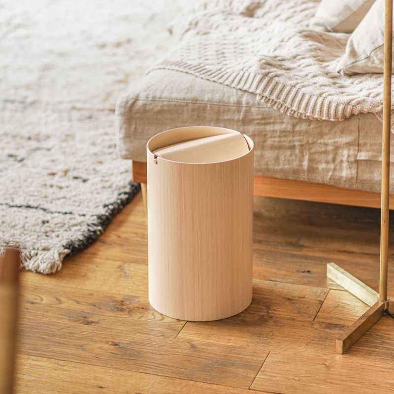砂ぼこりボックス席 紙くずかご 納める BASKET flap lid L大きさ 上蓋付き添い人 木製 分かりやすい 自然的 あした着相応う