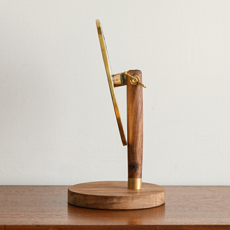 アンティーク オーバル型 ヴィンテージ レトロ スタンドミラー 木製 スタンドミラー オーバル BRASS＆WOOD 鏡 卓上 北欧 ナチュラル