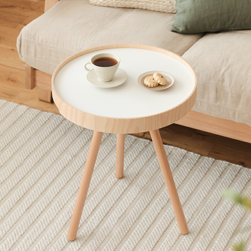 サイドテーブル MOHEIM BY TRAY TABLE モヘイム テーブル シナ合板 バーチ 天然木 円形　ラウンド ナチュラル モダン シンプル リビング 寝室 北欧 日本製 インテリア おしゃれ あす着対応 28,600円