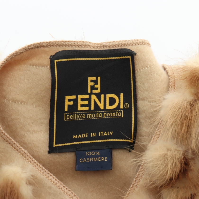 フェンディ FENDI ポンチョ カシミヤ ベージュ フリンジ コート