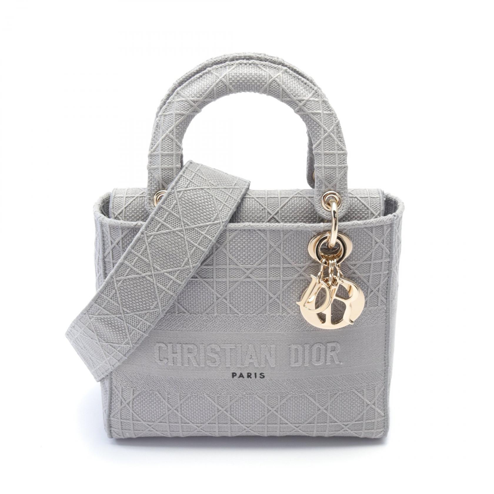 Dior Lady D-LITE ミディアム 刺繍 トート ブルー 2WAY 中古 brandbrand_200102198077