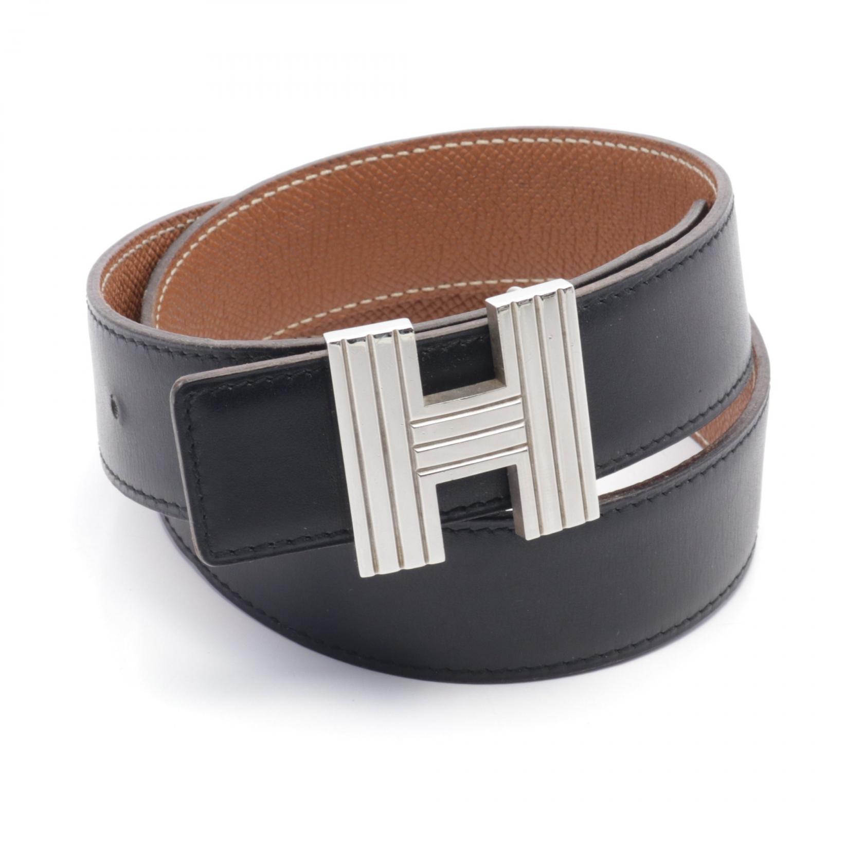 HERMES リバーシブル ボックスカーフ×クシュベル ベルトX刻印 HERMES 【お値引き】HERMES エルメス ベルト ネイサン 黒