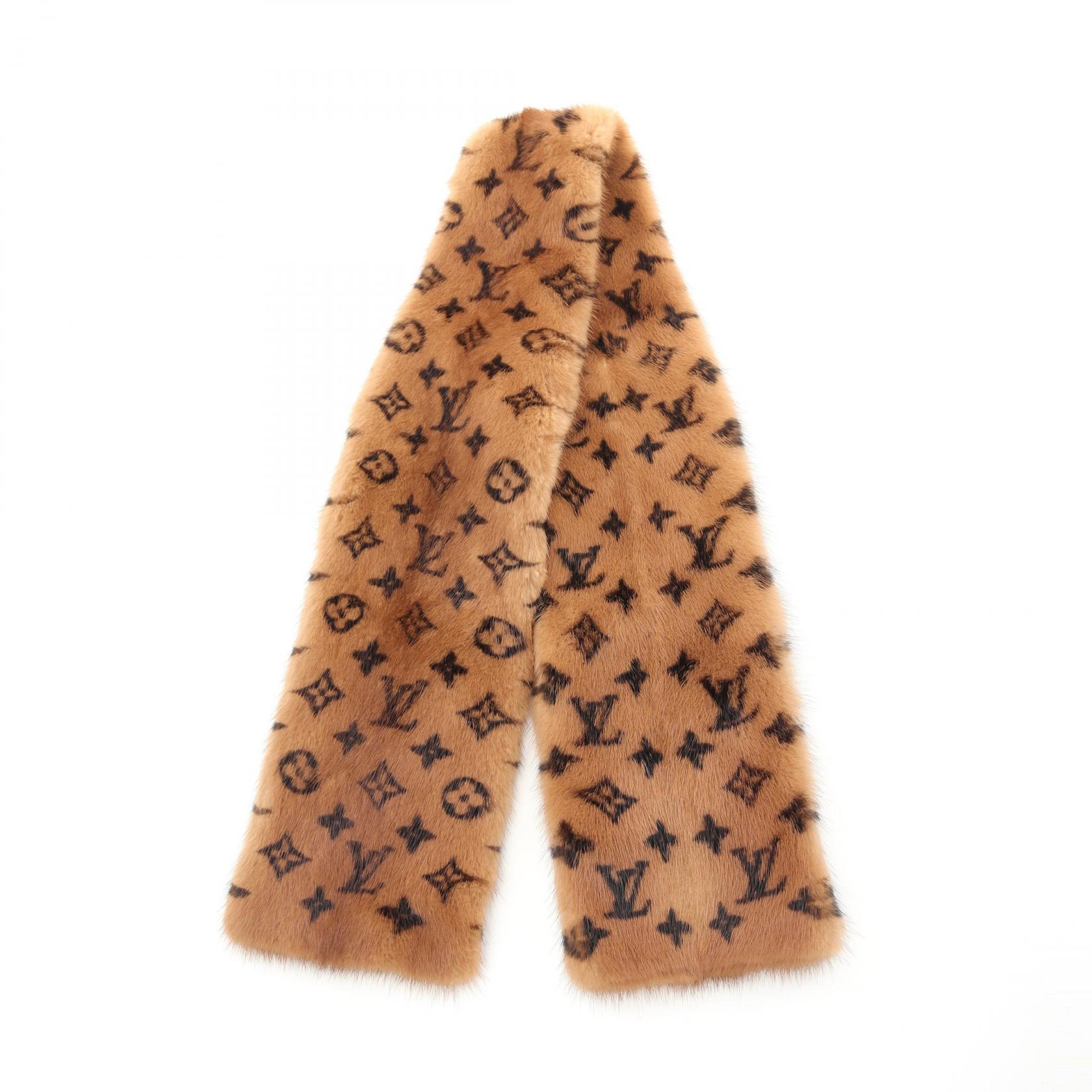※限定品　ルイ・ヴィトン ブラウン マフラー 美品】LOUIS VUITTON ルイヴィトン マフラー エシャルプ ロゴ