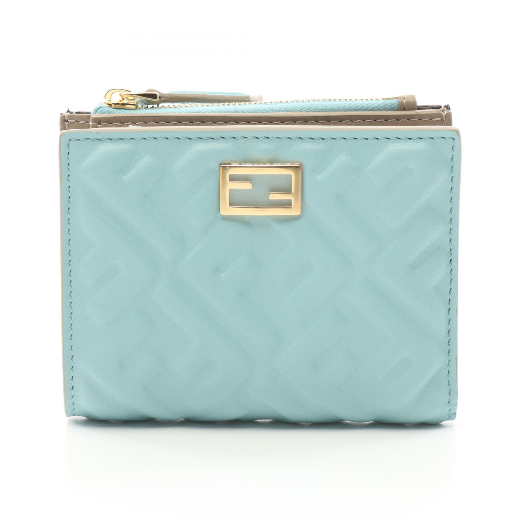 FENDI フェンディ 二つ折り財布 キャンバス ベージュ 水色 楽天市場】【財布】FENDI フェンディ バゲット スモール