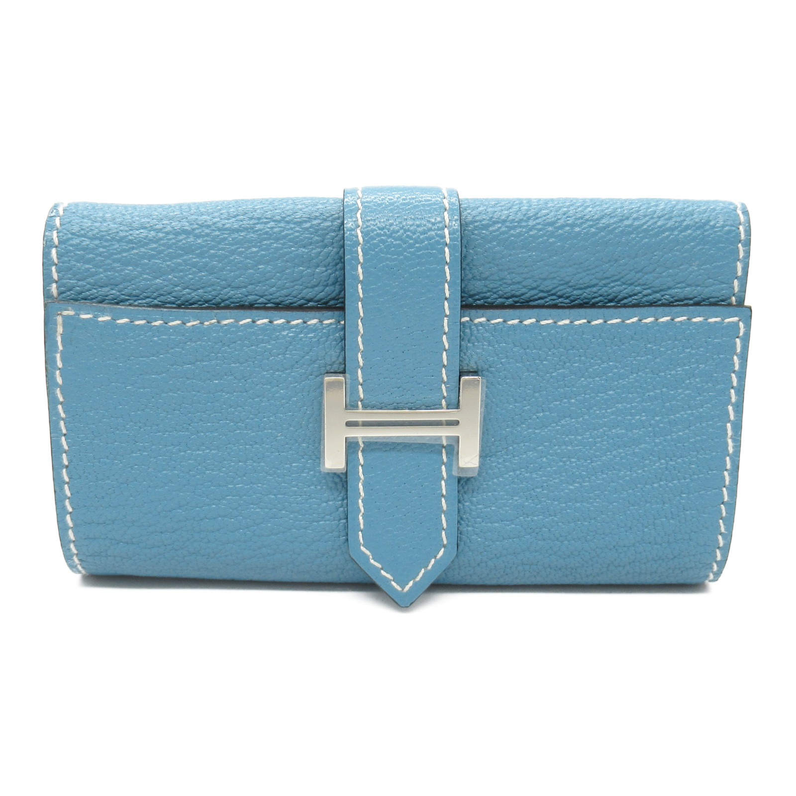 美品 HERMES エルメス べアン キーケース 4連 H金具 シルバー金具 青 エルメス(HERMES)ベアンキーケース4連｜2104102203579｜【公式