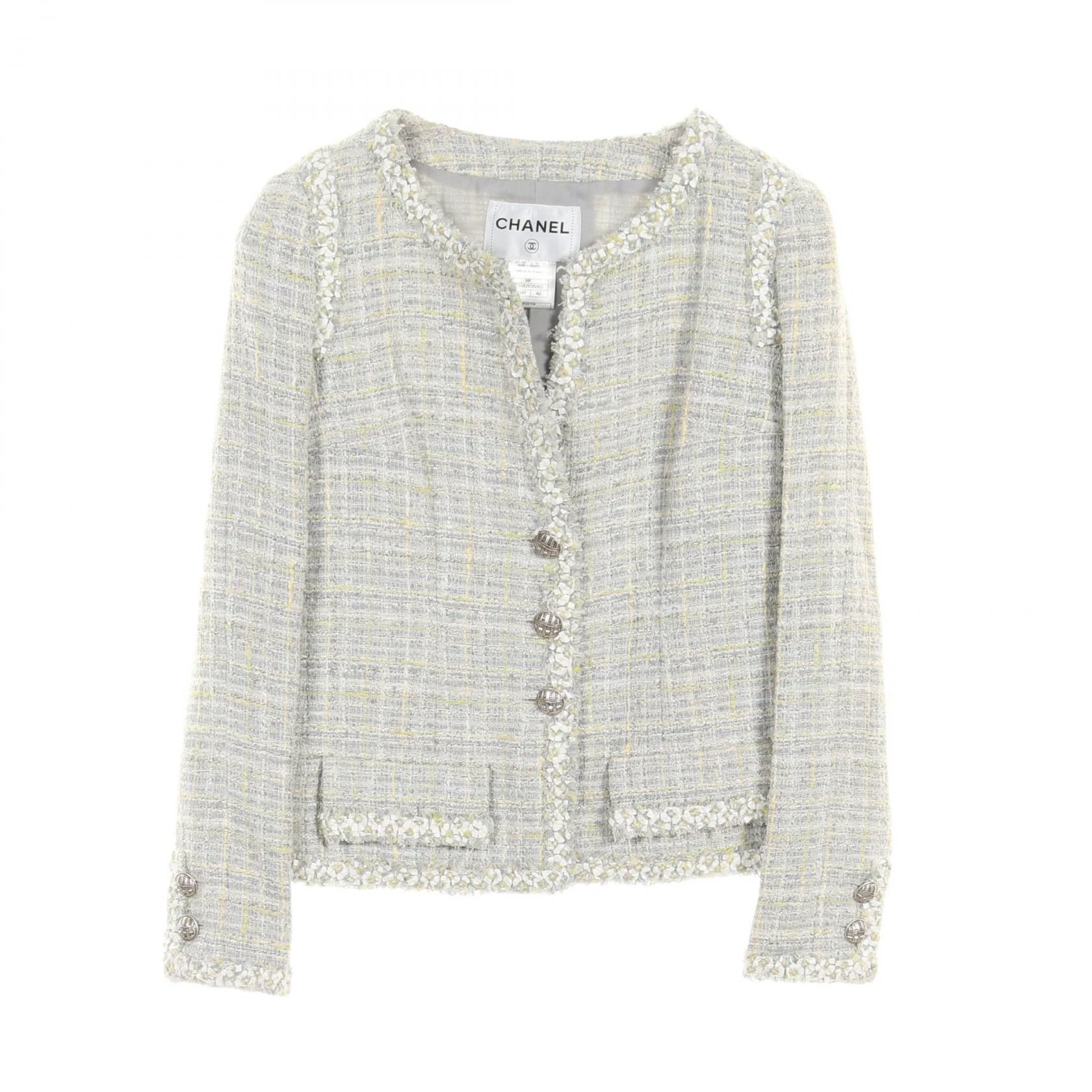 【美品】CHANEL ノーカラーツイードジャケットトリム 38 シャネル CHANEL - CHANEL(シャネル) ツイード ノーカラージャケット