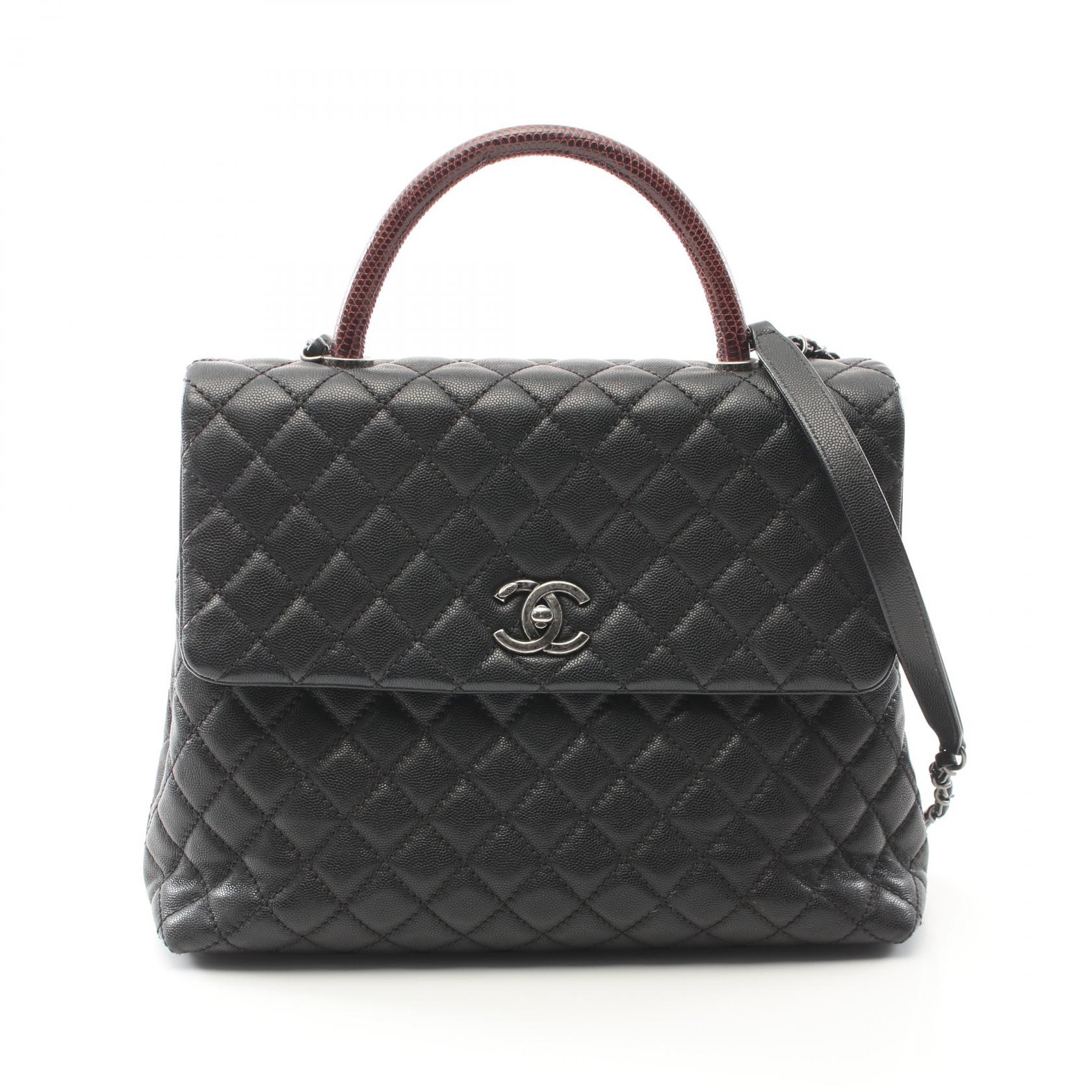 美品　CHANEL ココハンドル29 チェーンバッグ ホワイト　キャビアスキン シャネル ココハンドル 14.5 チェーンバッグ ホワイト キャビアスキン