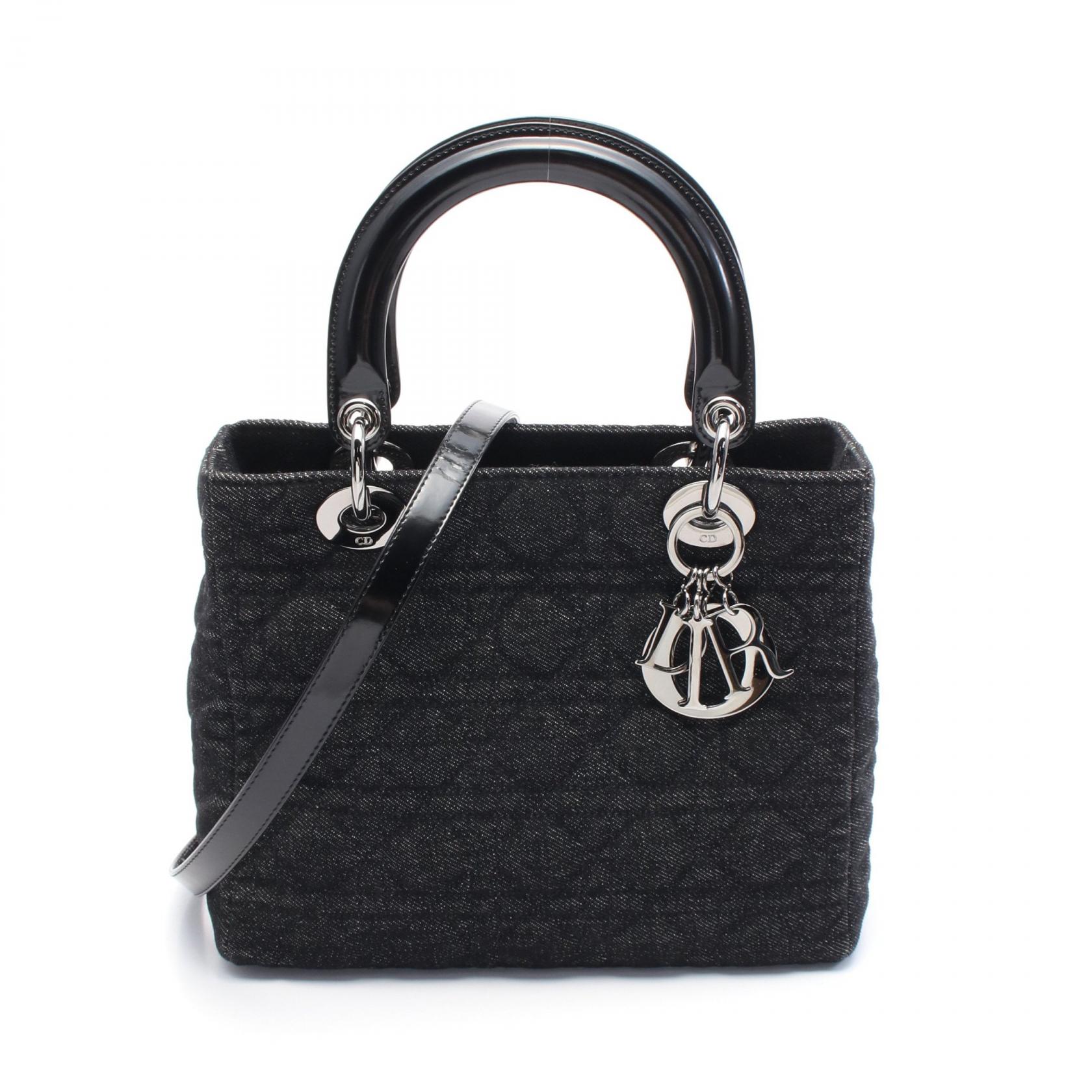 Christian Dior ハンドバッグ　カナージュ　デニム×レザー　ブラック Christian Dior Pre-Owned 2001 カナージュ レディ ディオール
