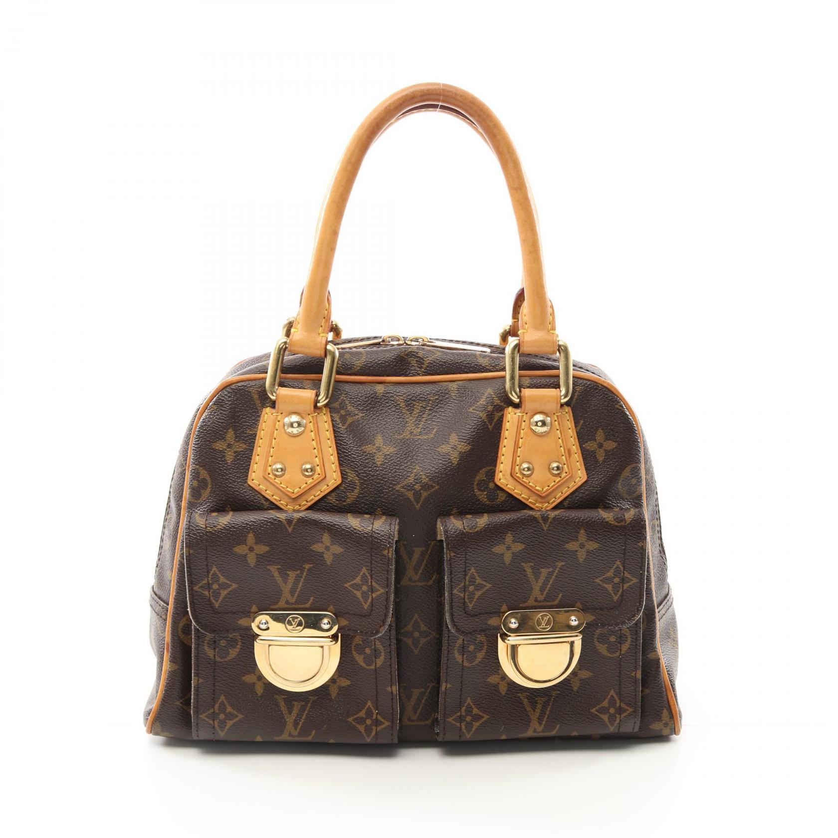 最終お値下げ　ダミエ柄ブラウンレザー ハンドバッグ 楽天市場】LOUIS VUITTON ルイ ヴィトン ダミエ マンハッタンPM
