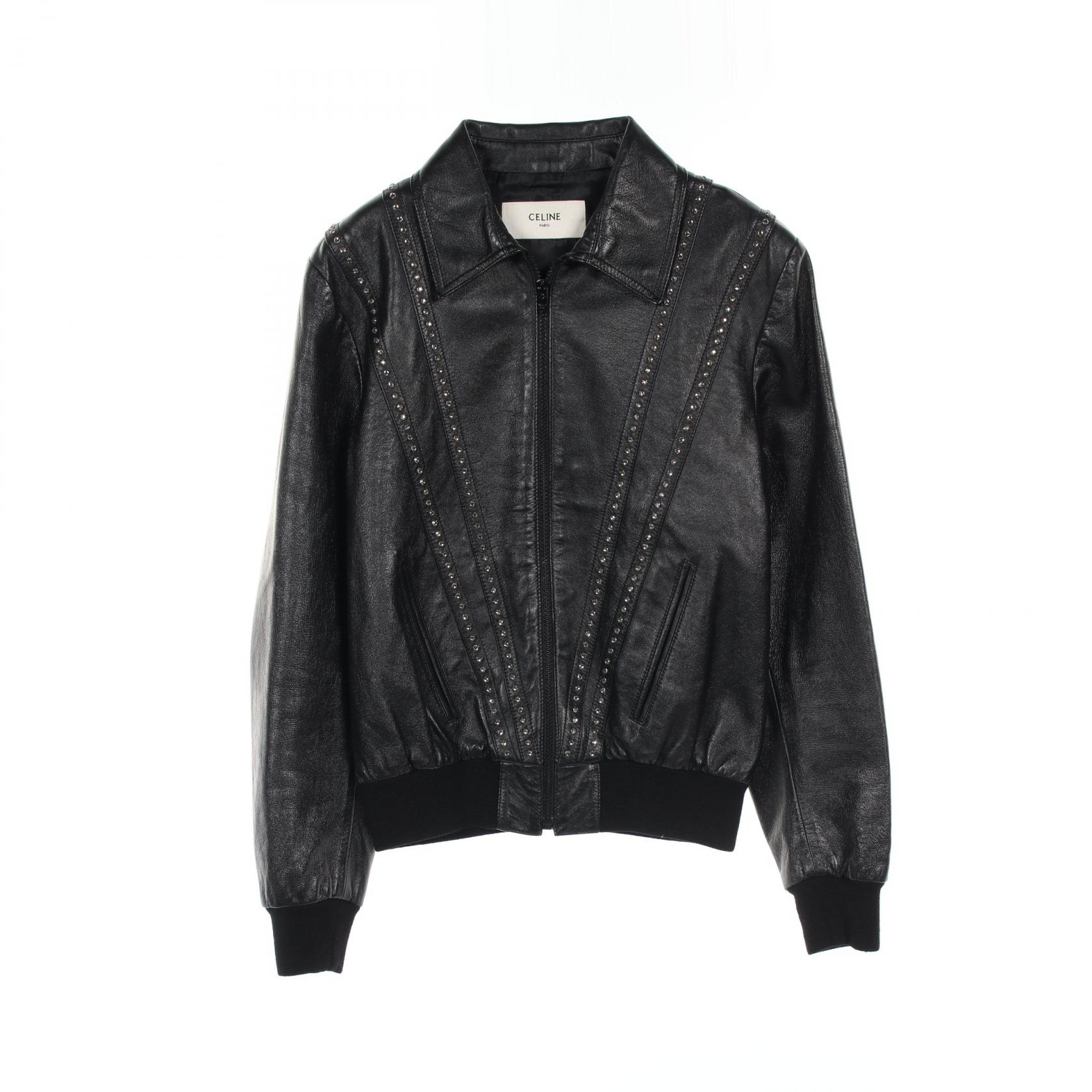 CELINE レザージャケット 黒 関税送料込】CELINE ストレート ワックスドラムスキンブルゾン