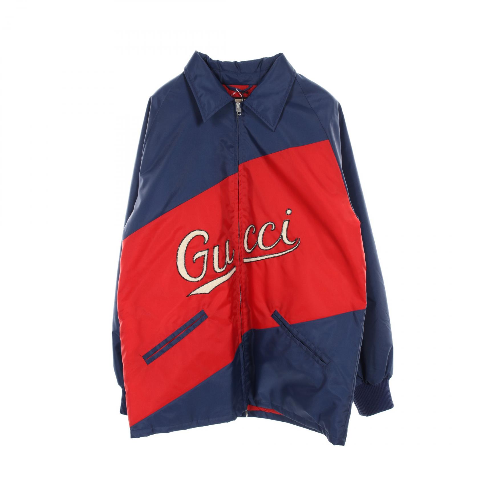GUCCI ナイロンブルゾン GUCCI - GUCCI ロゴパッチ ナイロンツイル フーデット ブルゾンの通販