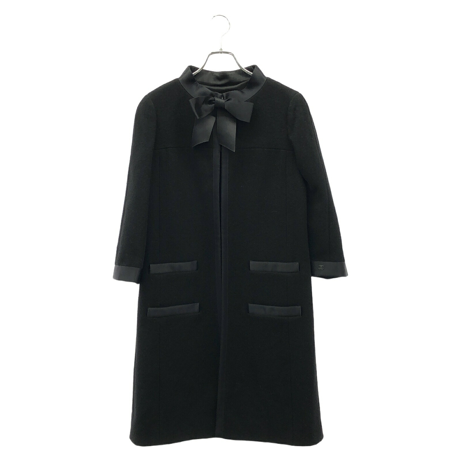 【美品】CHANEL シルク ワッフルロングコート 42 フランス製 最高級 美品】CHANEL シルク ワッフルロングコート 42 フランス製 最高級