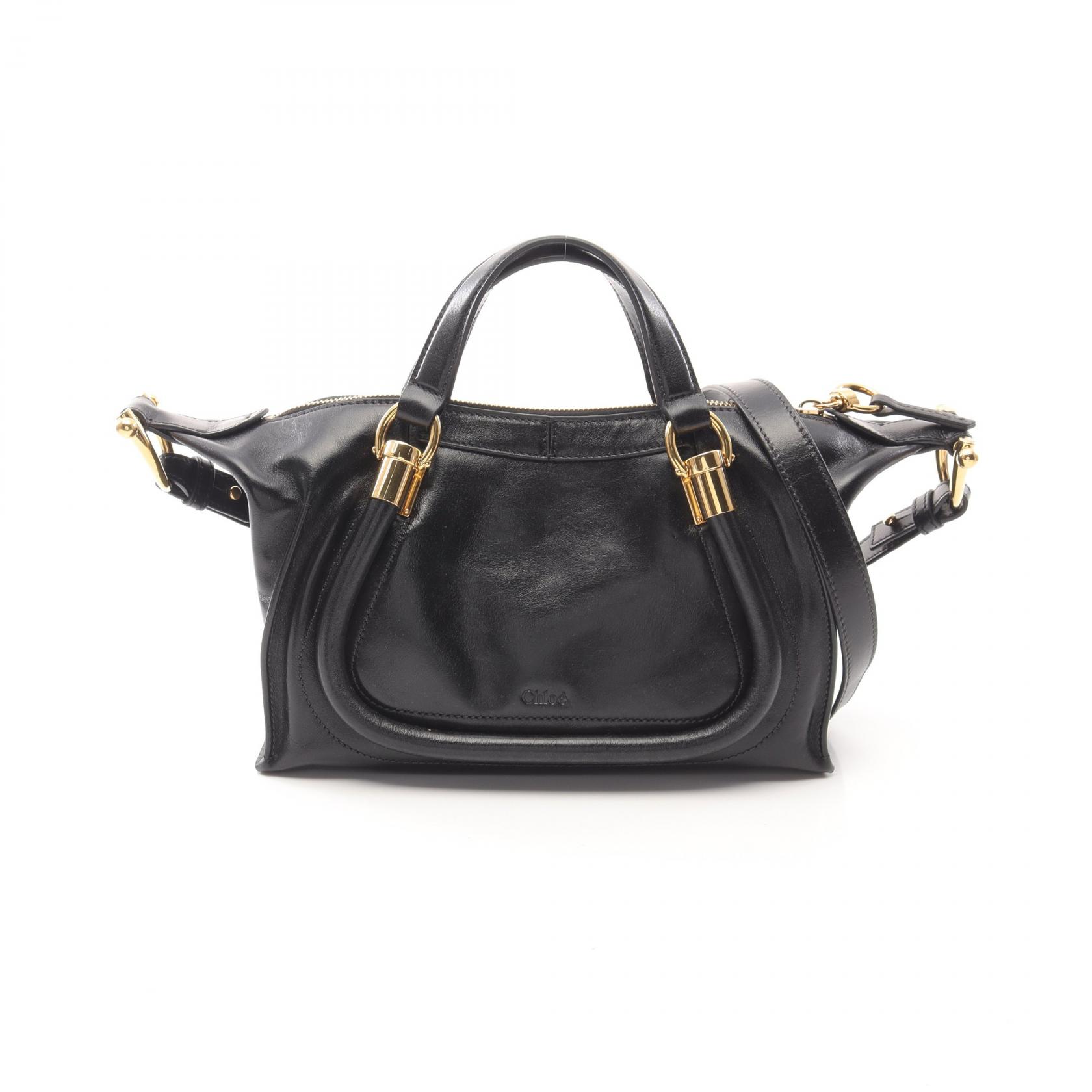 【美品】クロエ ショルダーバッグ ハンド 2way パラティ レザー　ブラック Chloeクロエ パラティ 黒 レザー 2weyショルダーバッグ 美品