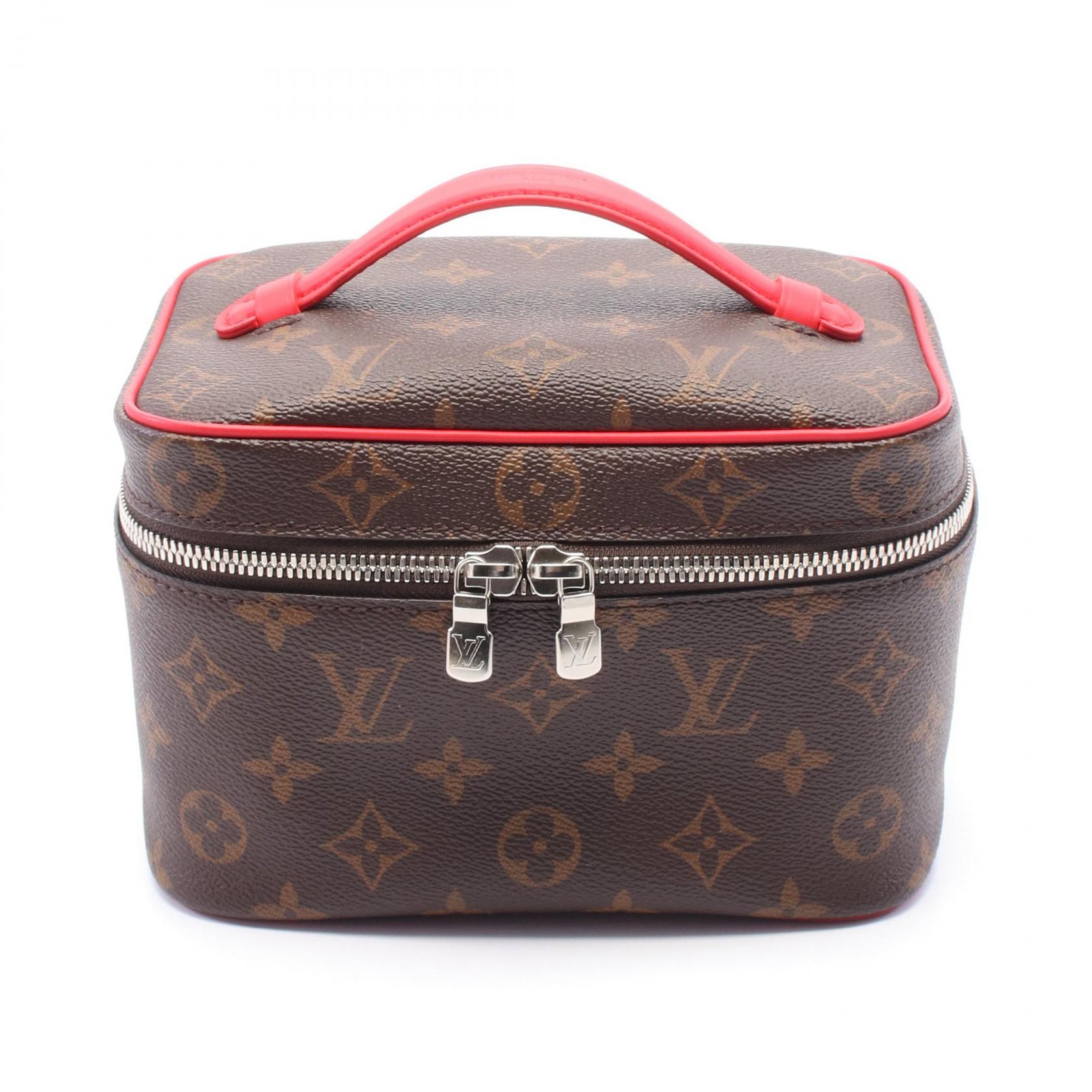 ルイ・ヴィトン LOUIS VUITTON ニース ミニ ハンドバッグ バッグ PVCコーティングキャンバス レザー モノグラム・マカサー ブラウン系 / レッド系 M46766 【中古】