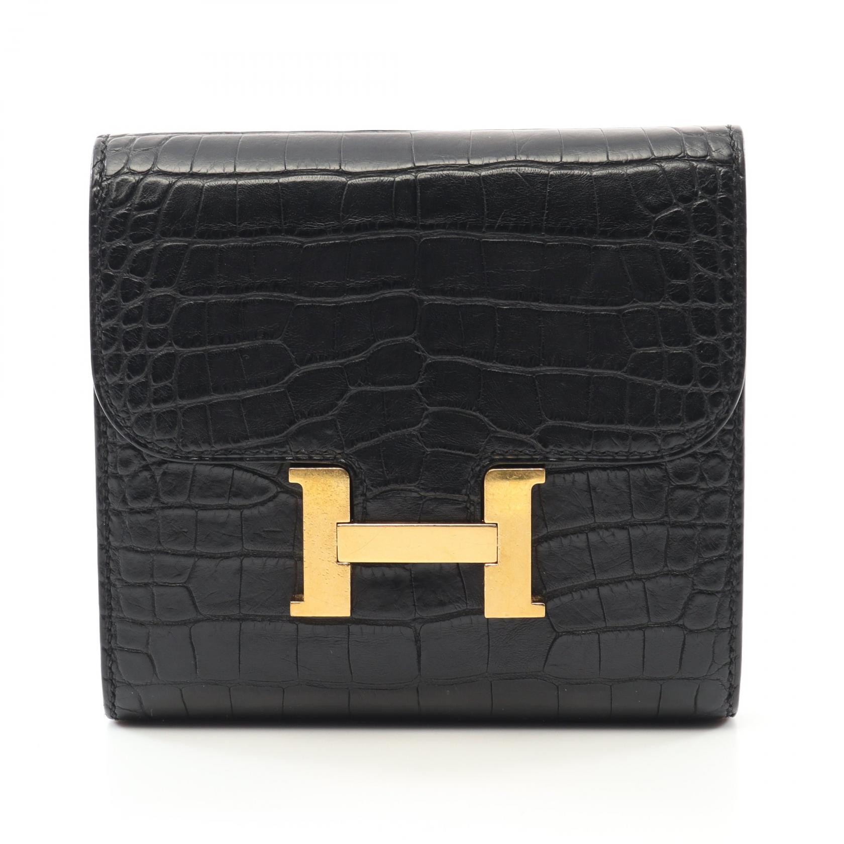 エルメス HERMES コンスタンス コンパクト 二つ折り財布 財布 アリゲーターマット アリゲーターマット レディース ブラック系 【中古】 楽天市場】エルメス HERMES コンスタンス コンパクト 二つ折り財布