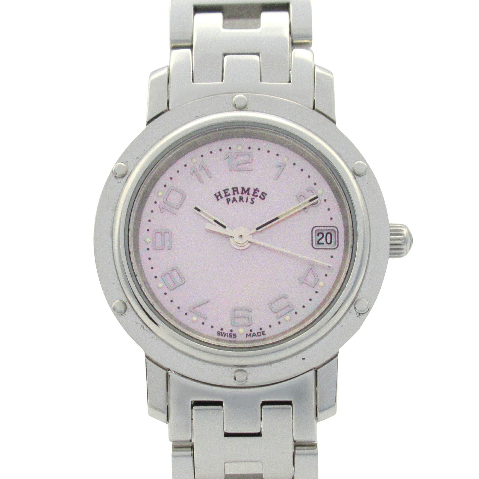 HERMES　CL4.220　クリッパー　ナクレ　 WhiteシェルDial エルメス クリッパー ナクレ CL4.220 ホワイトシェル レディース