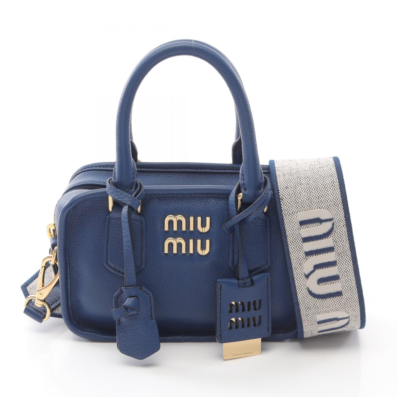 楽天市場】ミュウミュウ MIU MIU ボー キャンバスxレザー バッグ