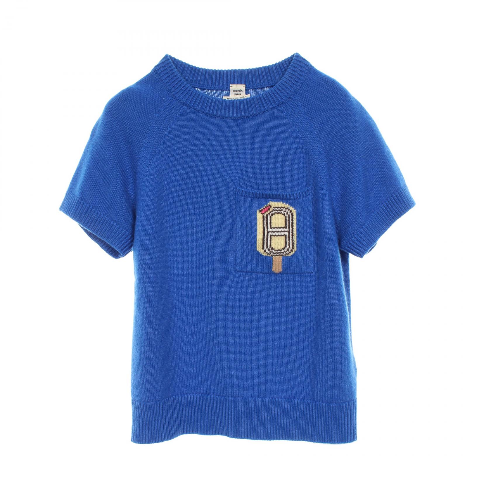 エルメス HERMES FUNNY ICE CREAM ニット 衣料品 トップス カシミヤ ブルー系 【中古】