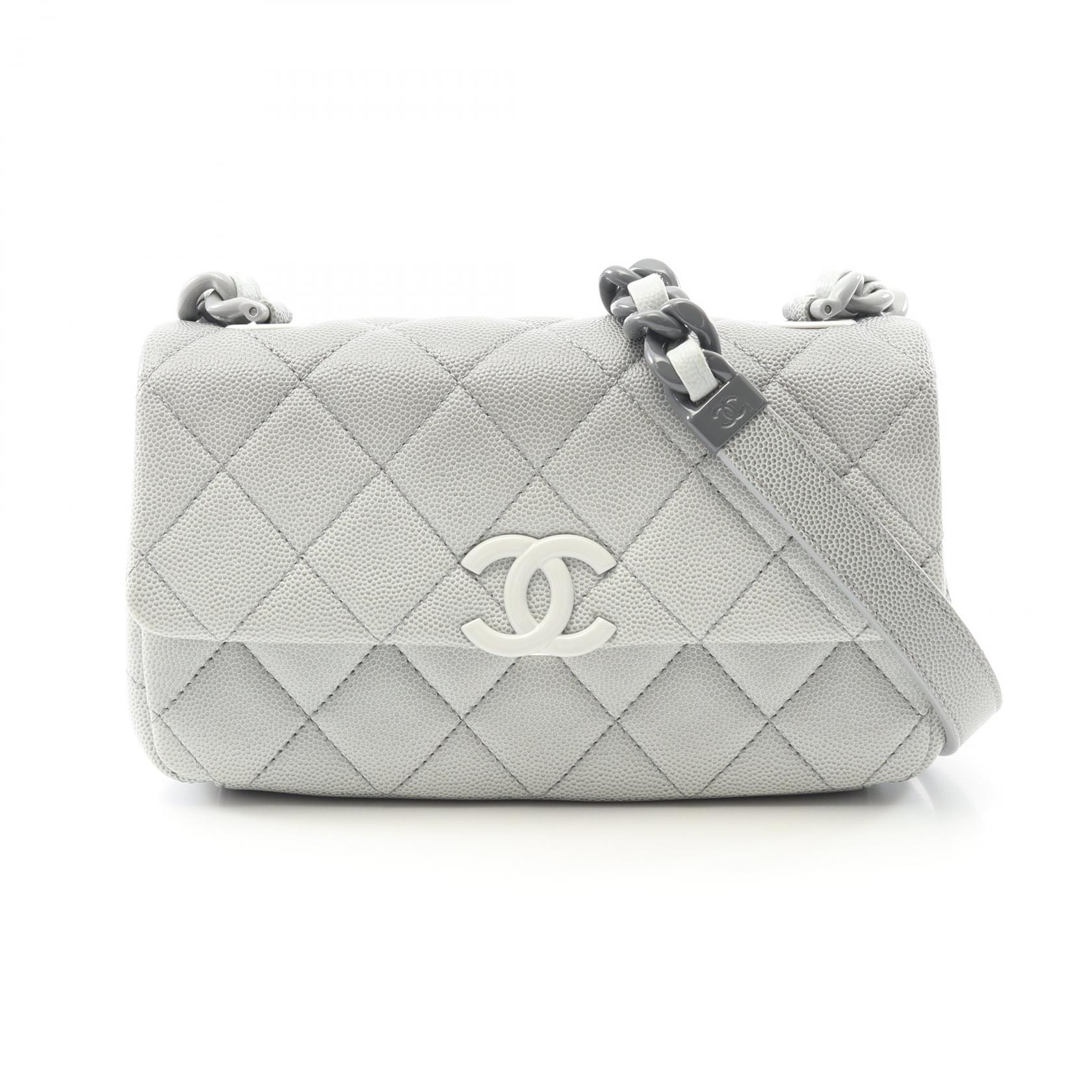 シャネル CHANEL ミニマトラッセ ショルダーバッグ バッグ カーフ（牛革） グレー系 AS4598 【中古】
