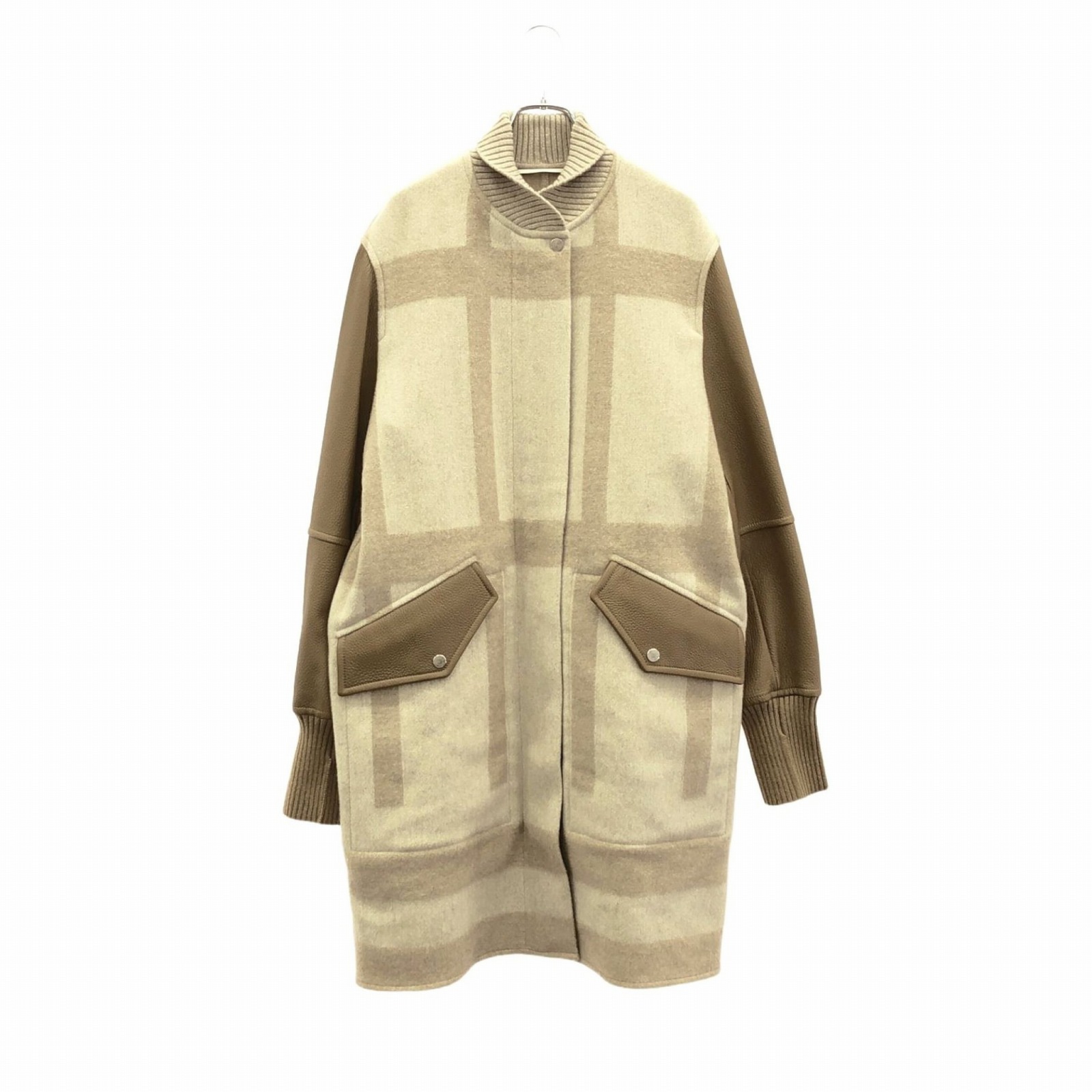 楽天市場】HERMES エルメス ショートコート ノーカラーコート ウール