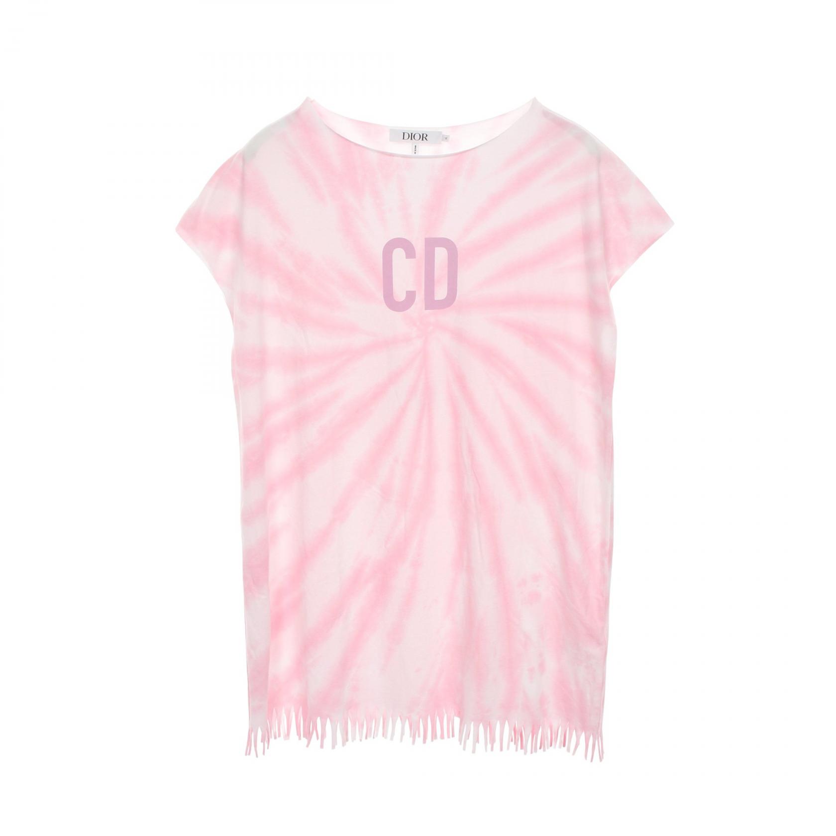 ディオール Dior CDロゴ タイダイ カットソー 衣料品 トップス コットン ホワイト系 / ピンク系 【中古】