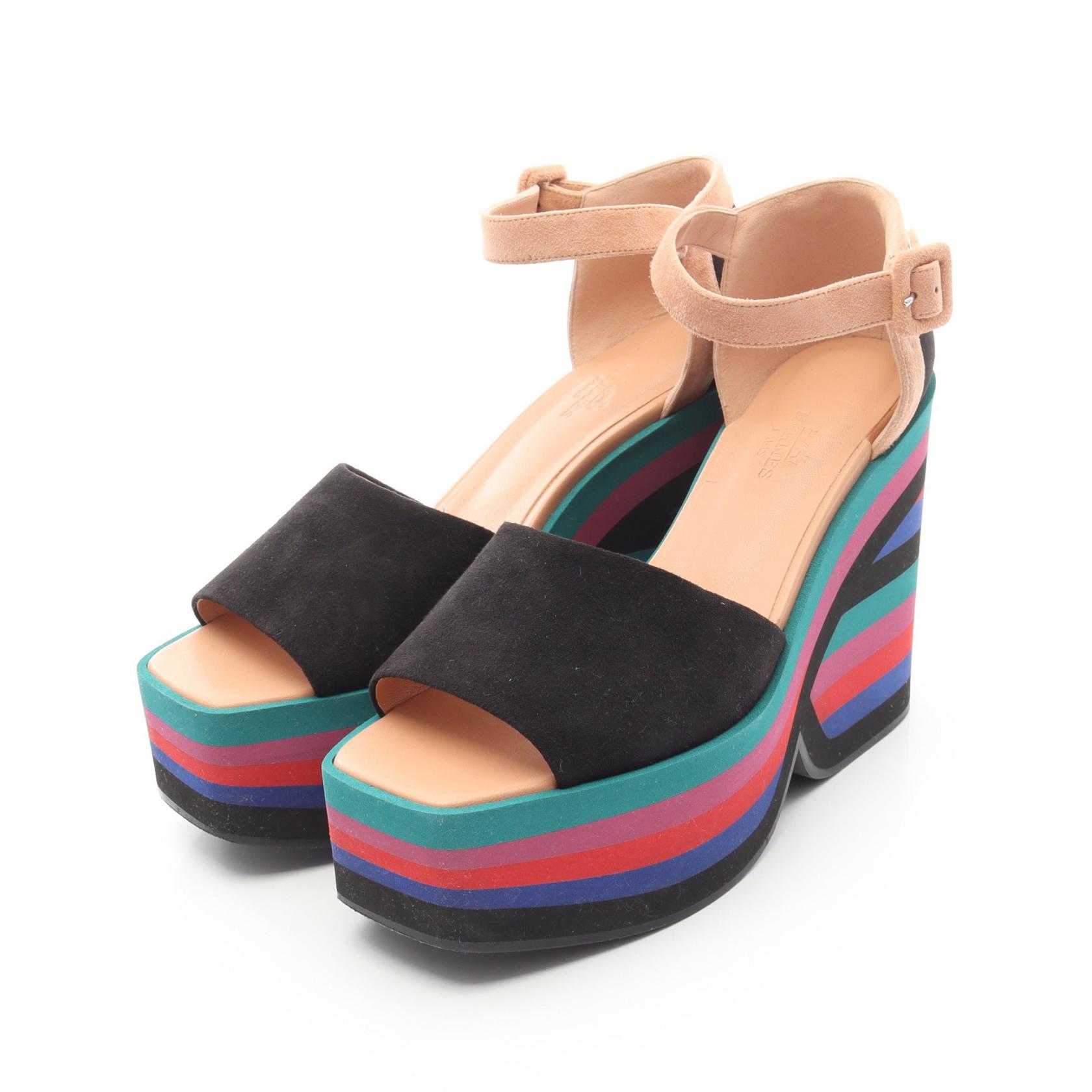 エルメス HERMES Early Sandal ウエッジソール サンダル 靴 スウェード ブラック系 【中古】 42,900円