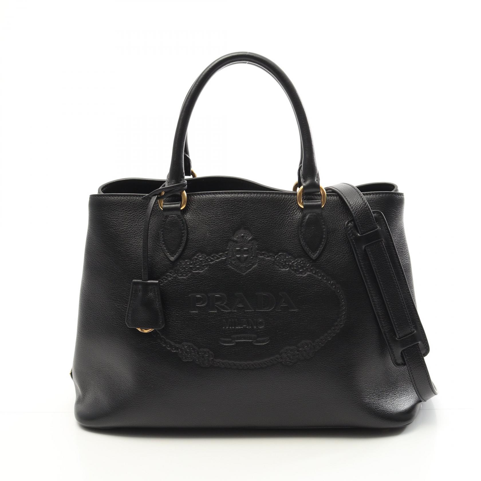 中古 プラダ PRADA クラッチバッグ レザー 黒×紺 2101218916911_1.jpg