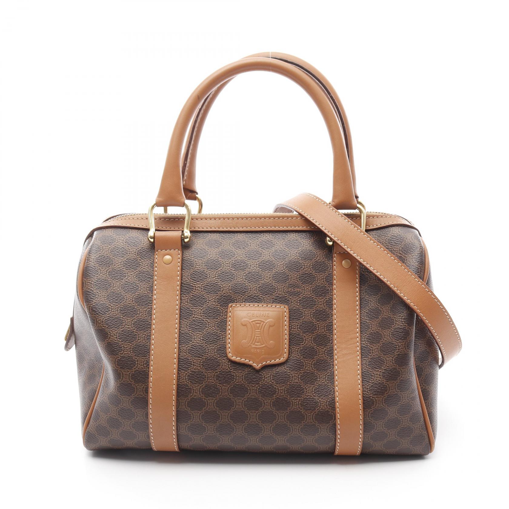 【CELINE】2wayバッグ　ハンドバッグ　マカダム柄　PVC ダークブラウン CELINE セリーヌ マカダム柄 ハンドバッグ 2WAY ショルダー