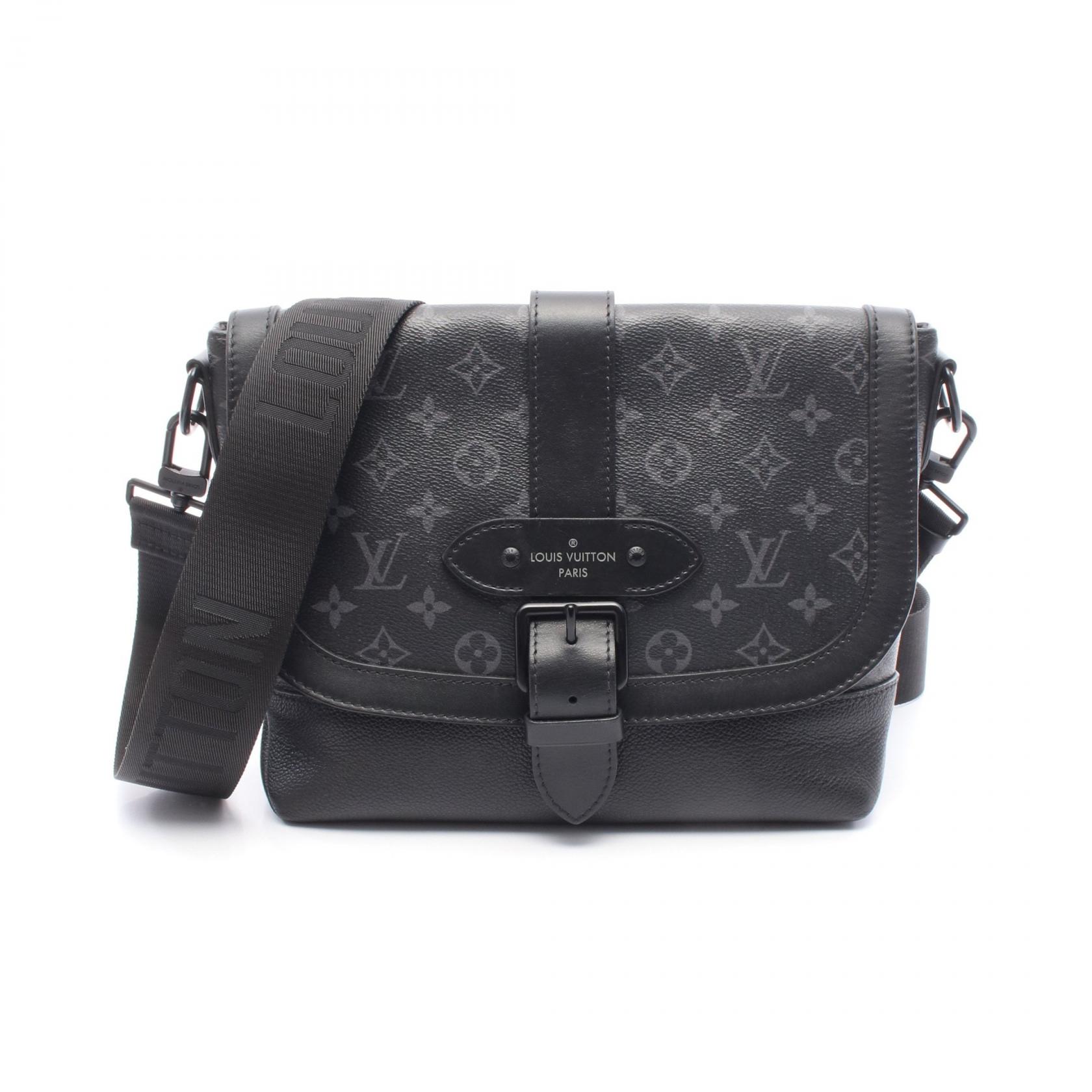 【15%OFFクーポン対象 4/4 20時-4/10 23:59】ルイ・ヴィトン LOUIS VUITTON ソミュール メッセンジャー ショルダーバッグ バッグ PVCコーティングキャンバス レザー モノグラム・エクリプス ブラック系 M45911 【中古】