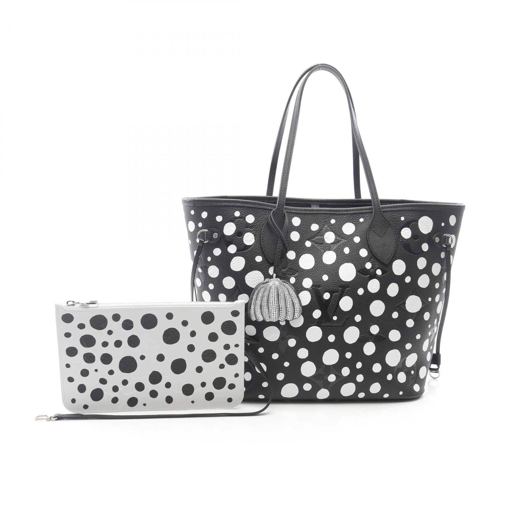 【10%OFFクーポン 7/18 0時~7/21 9:59】ルイ・ヴィトン LOUIS VUITTON LOUIS VUITTON × yayoi kusama ネヴァーフルMM モノグラムアンプラント インフィニティドット トートバッグ バッグ レザー ブラック系 / ホワイト系 M46390 【中古】|RECLO(リクロ)店