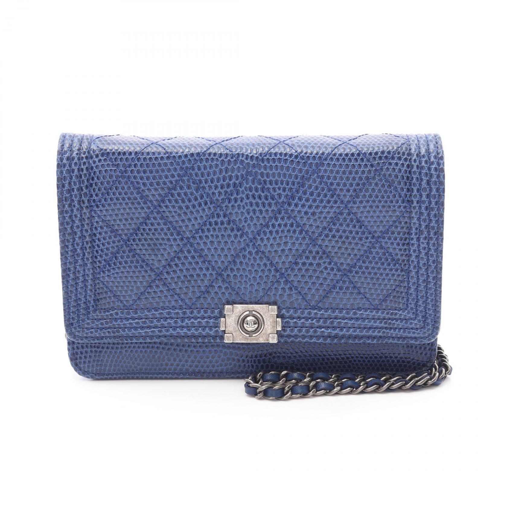 シャネル CHANEL ボーイシャネル ショルダーバッグ バッグ エキゾチックレザー ブルー系 【中古】