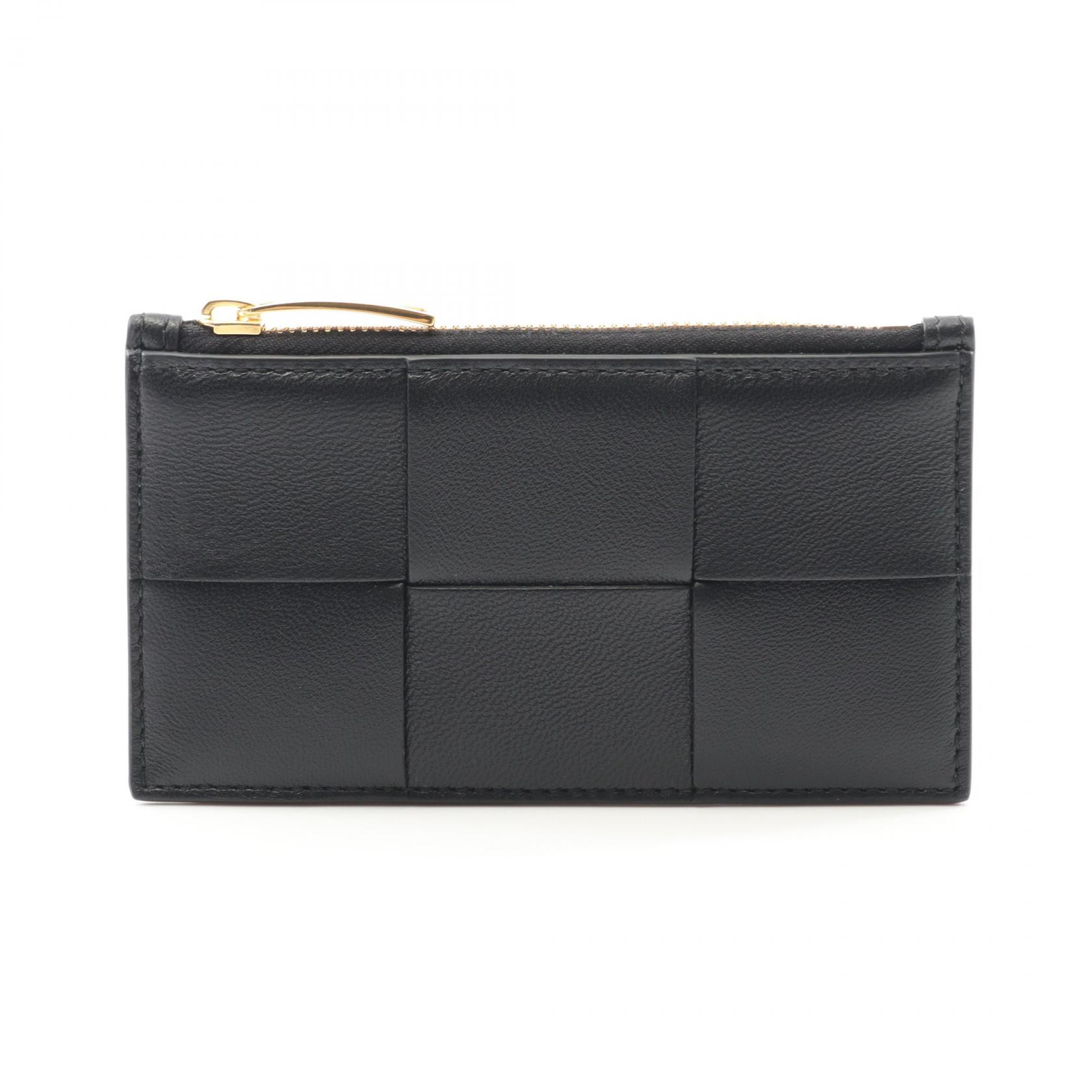 美品　BOTTEGA VENETA コインケース　イントレチャート　ブラック BOTTEGA VENETA カードコインケース イントレチャート 美品