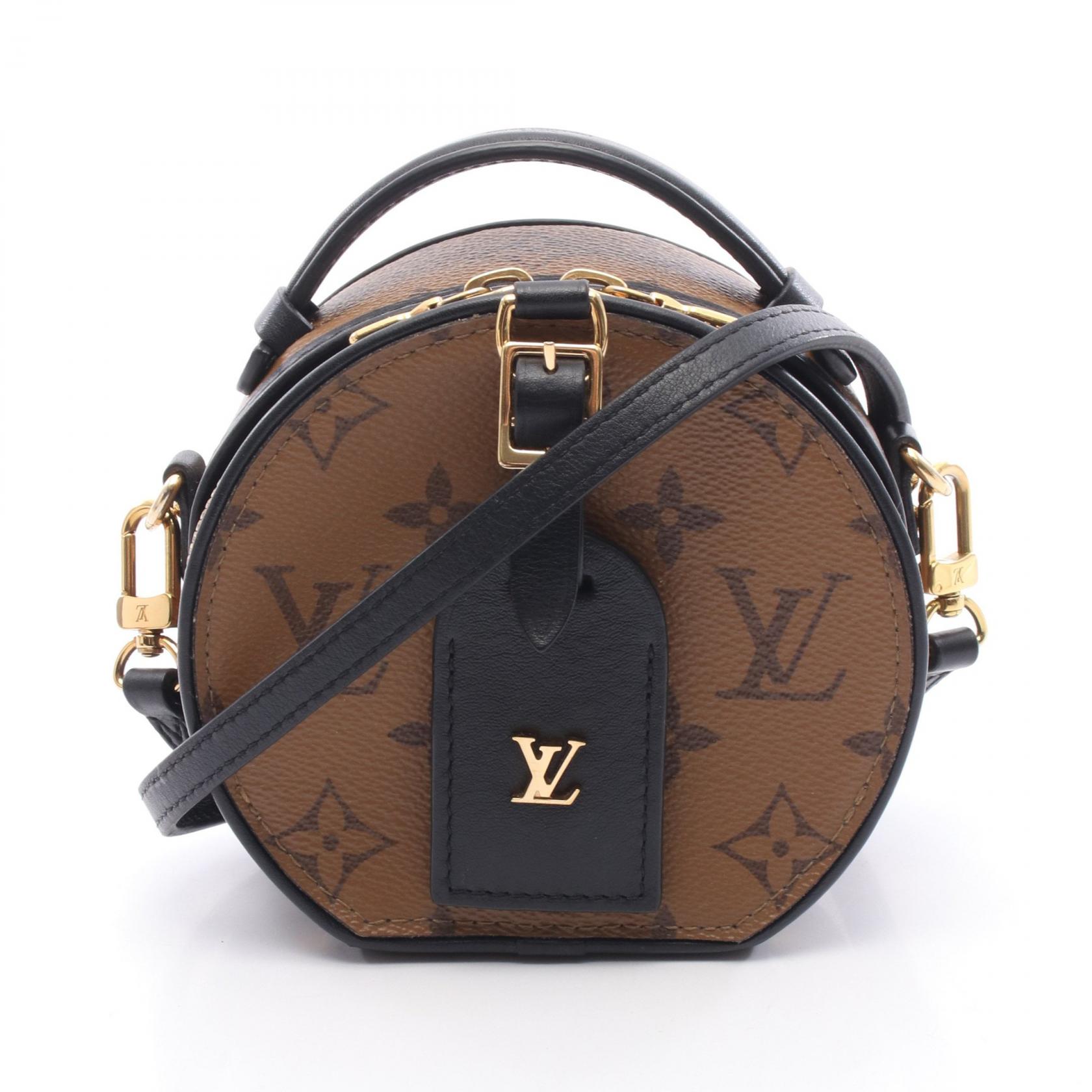 ルイ・ヴィトン LOUIS VUITTON ミニ ボワット シャポー ハンドバッグ バッグ PVCコーティングキャンバス レザー モノグラム・リバース ブラウン系 / ブラック系 M68276 【中古】