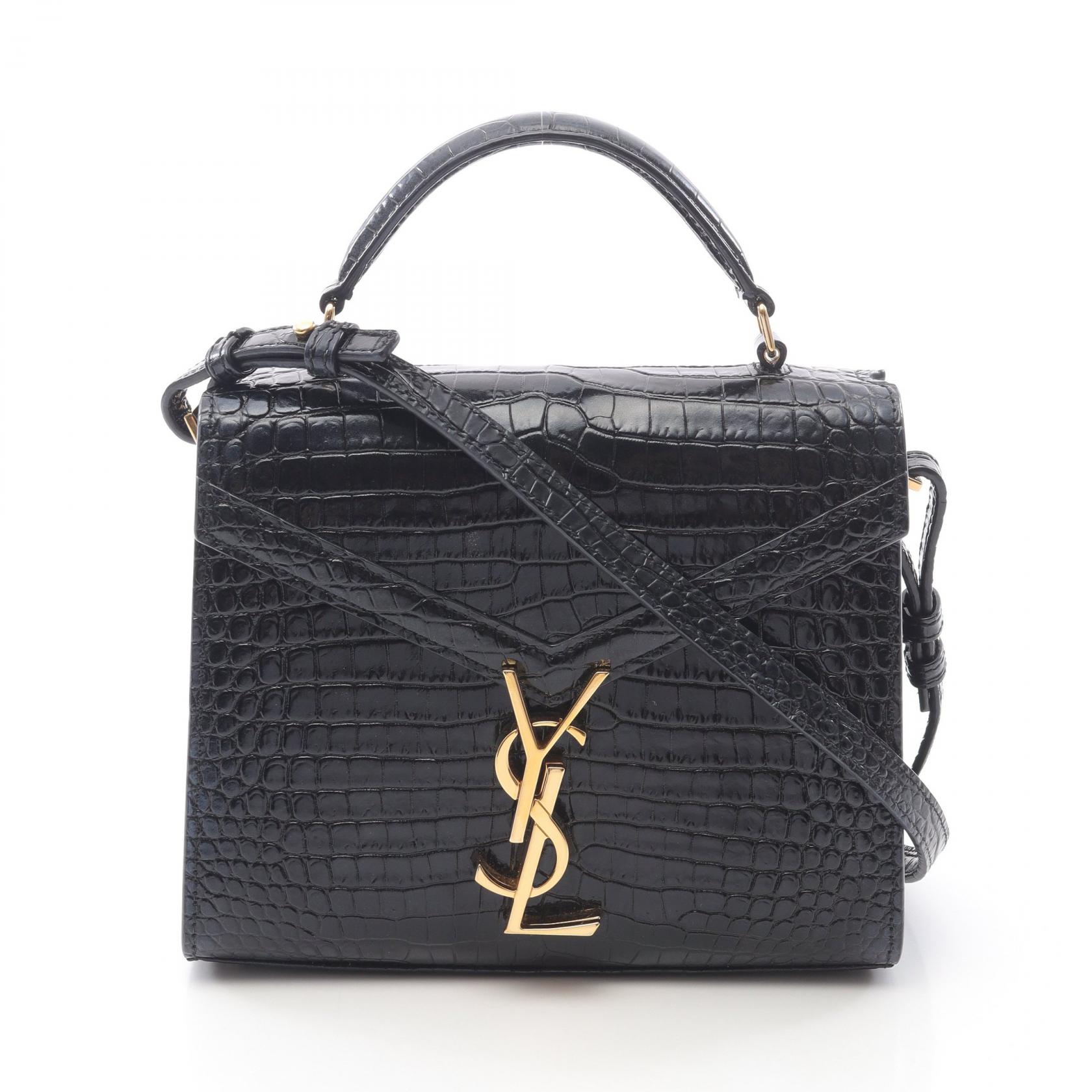 本日削除します。Saint Laurent 黒レザーハンドバッグ Yves Saint Laurent 美品 YVES SAINT LAURENT イヴ サンローラン
