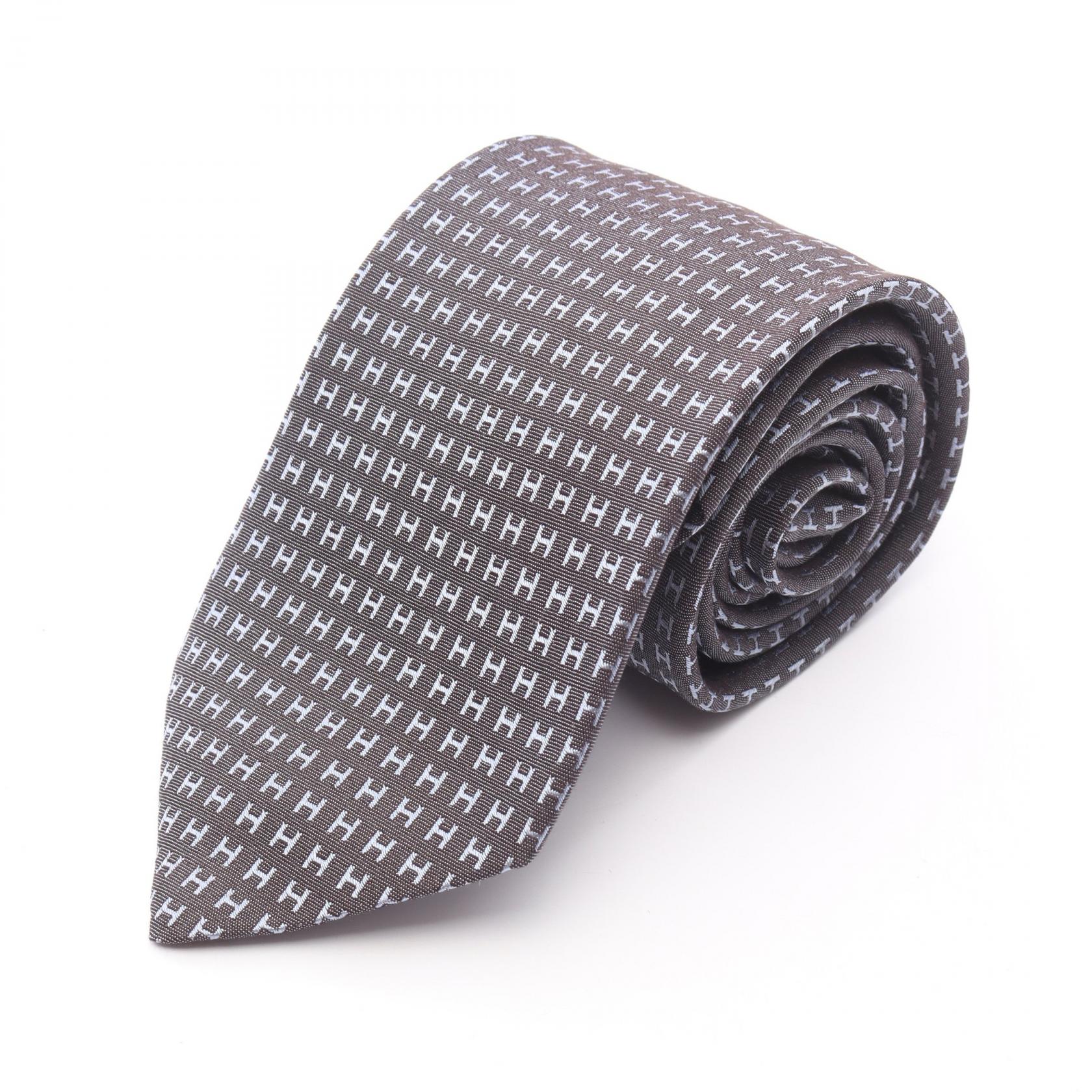 【極美品✨】HERMES ネクタイ　ファソネ　H柄　グリーン　緑　刺繍　ホワイト HERMES エルメス ネクタイ ミントグリーン H織りタイ ファソネ