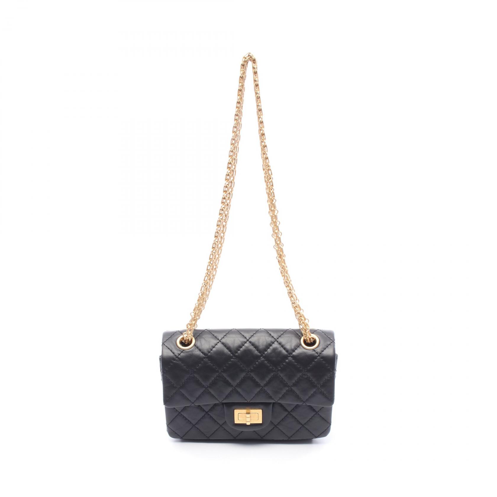 シャネル CHANEL 2.55 ミニマトラッセ ショルダーバッグ バッグ レザー ブラック系 【中古】