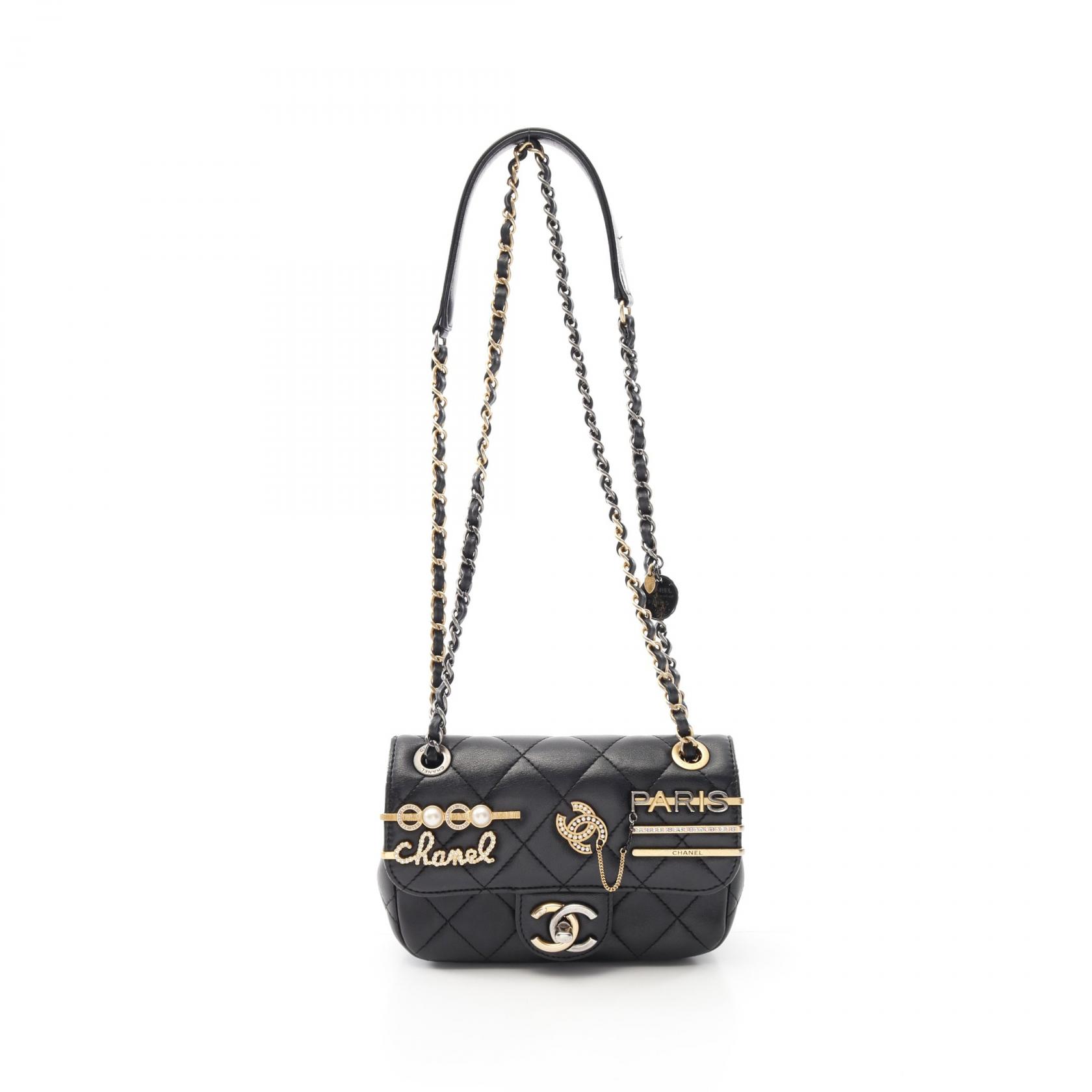 【15%OFFクーポン対象 4/4 20時-4/10 23:59】シャネル CHANEL マトラッセ ショルダーバッグ バッグ ラムスキン（羊革） ブラック系 AS2978 【中古】