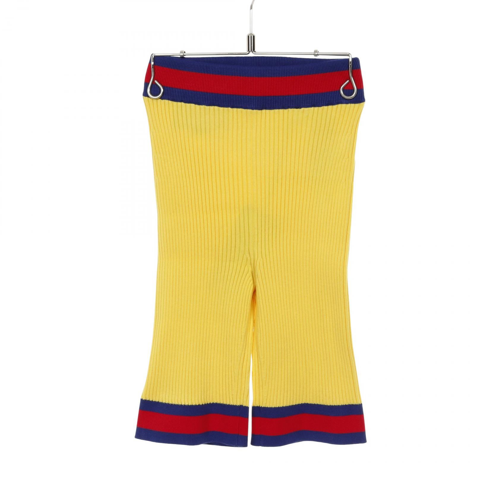 【20%OFFクーポン対象 4/4 20時-4/10 23:59】グッチ GUCCI ウェブストライプ パンツ 衣料品 ボトムス レーヨン ポリエステル イエロー系 / マルチカラー 【中古】