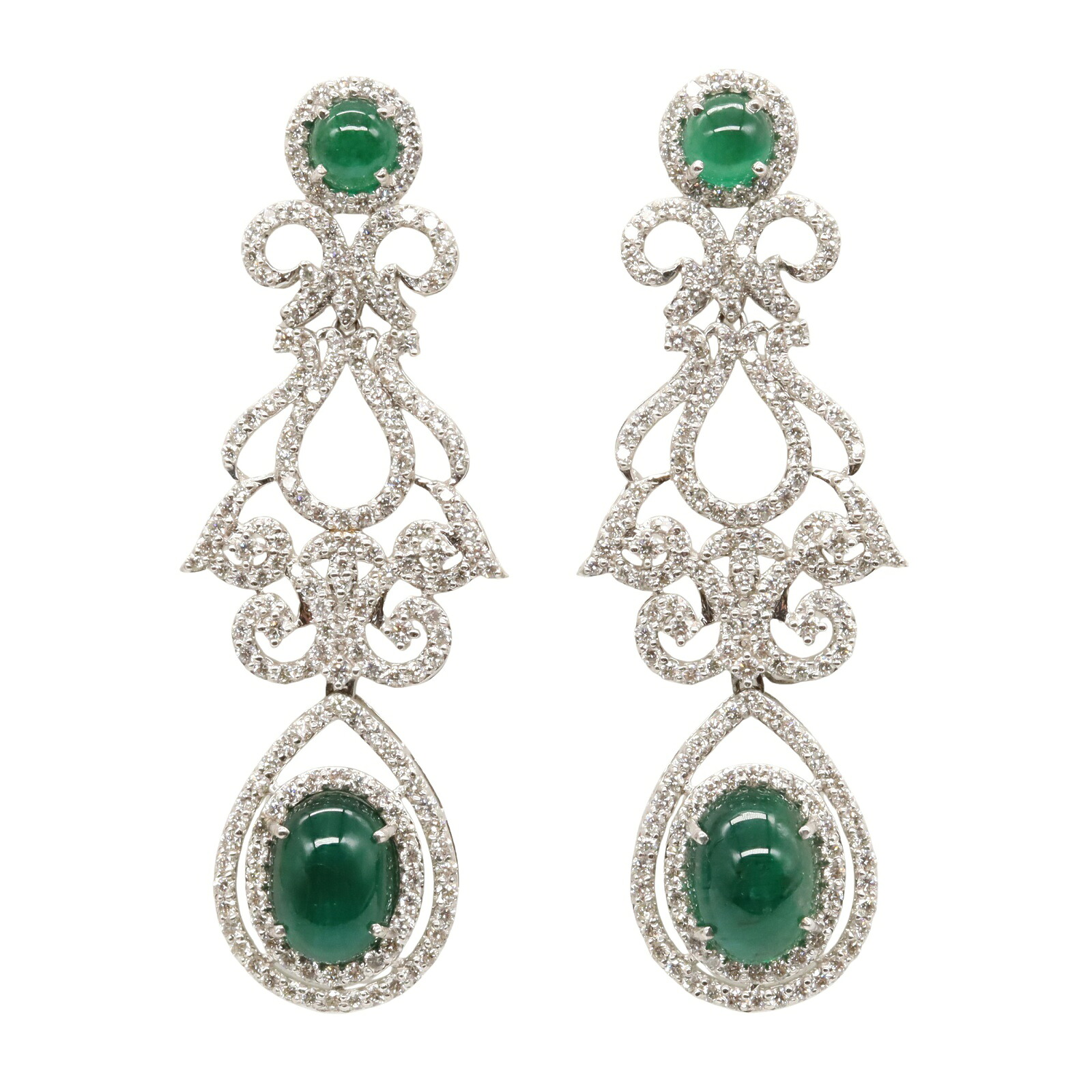 ジュエリー JEWELRY エメラルド ダイヤモンド ピアス ピアス ジュエリー K18WG（ホワイトゴールド） ダイヤモンド エメラルド グリーン系 / クリア系 ｴﾒﾗﾙﾄﾞ 17.9g 【中古】