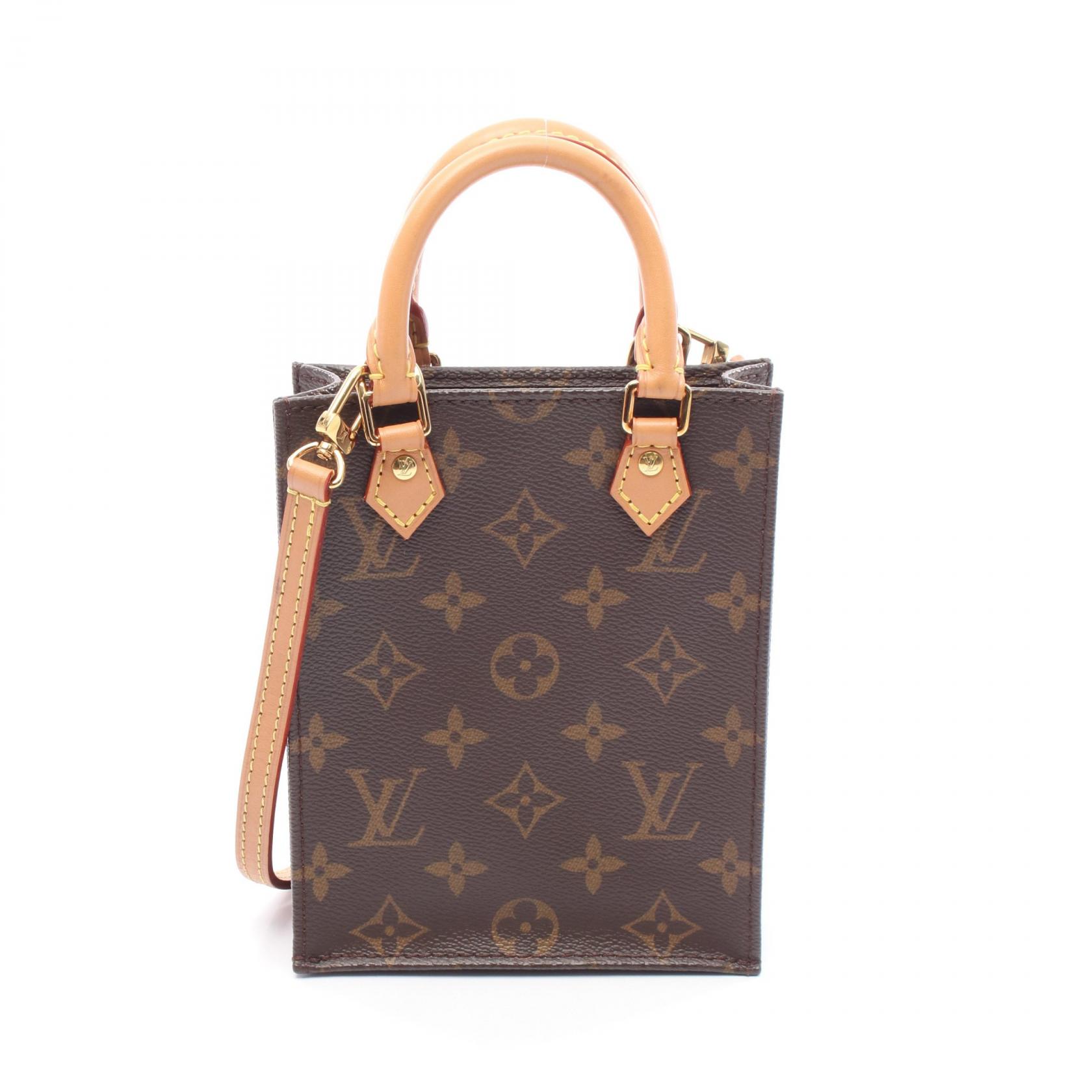 【15%OFFクーポン対象 4/4 20時-4/10 23:59】ルイ・ヴィトン LOUIS VUITTON プティット サックプラ モノグラム ハンドバッグ バッグ PVCコーティングキャンバス レザー ブラウン系 M69442 【中古】